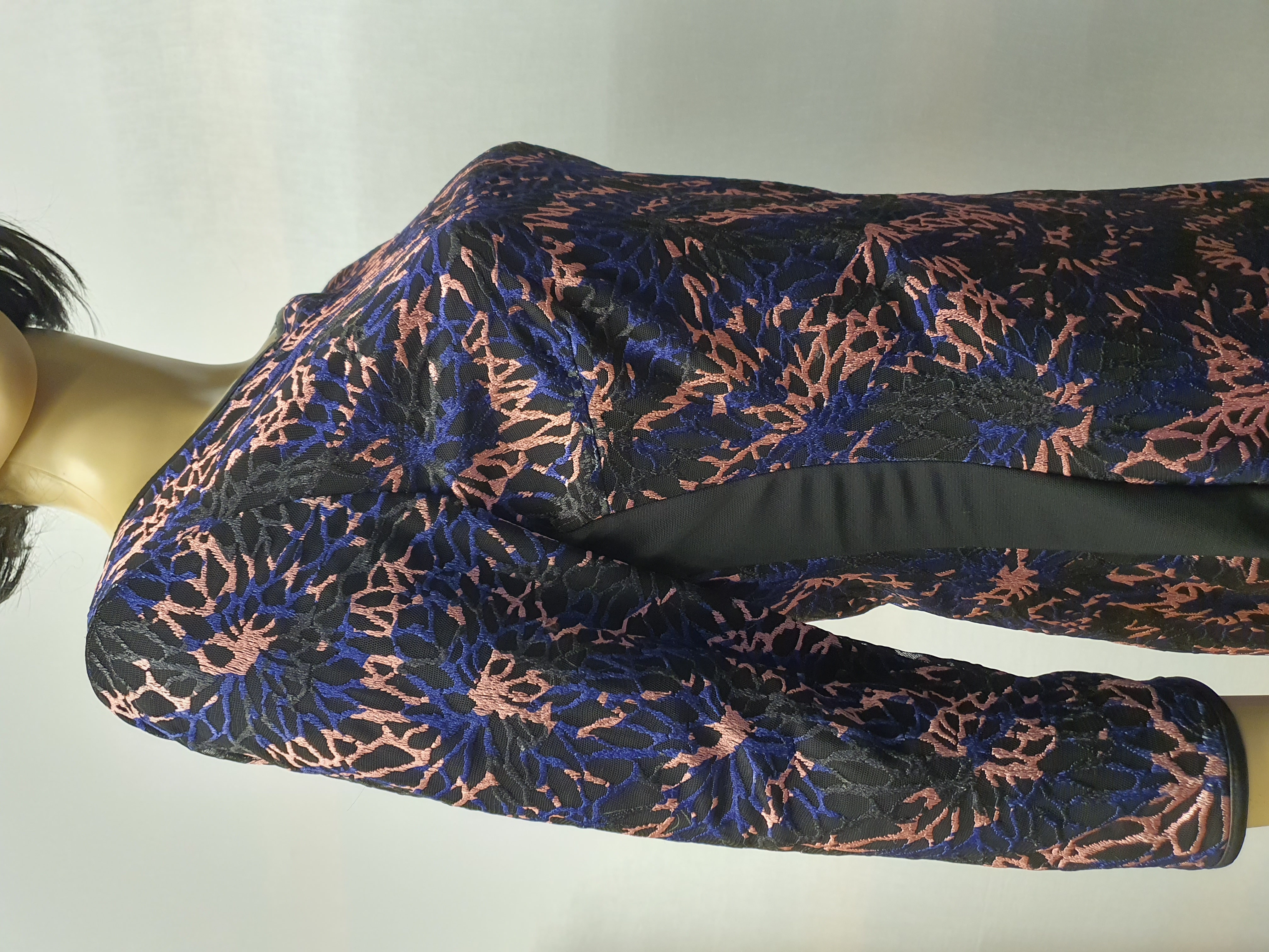 REISS Blue and Pink Black Overlay Dress Size UK10