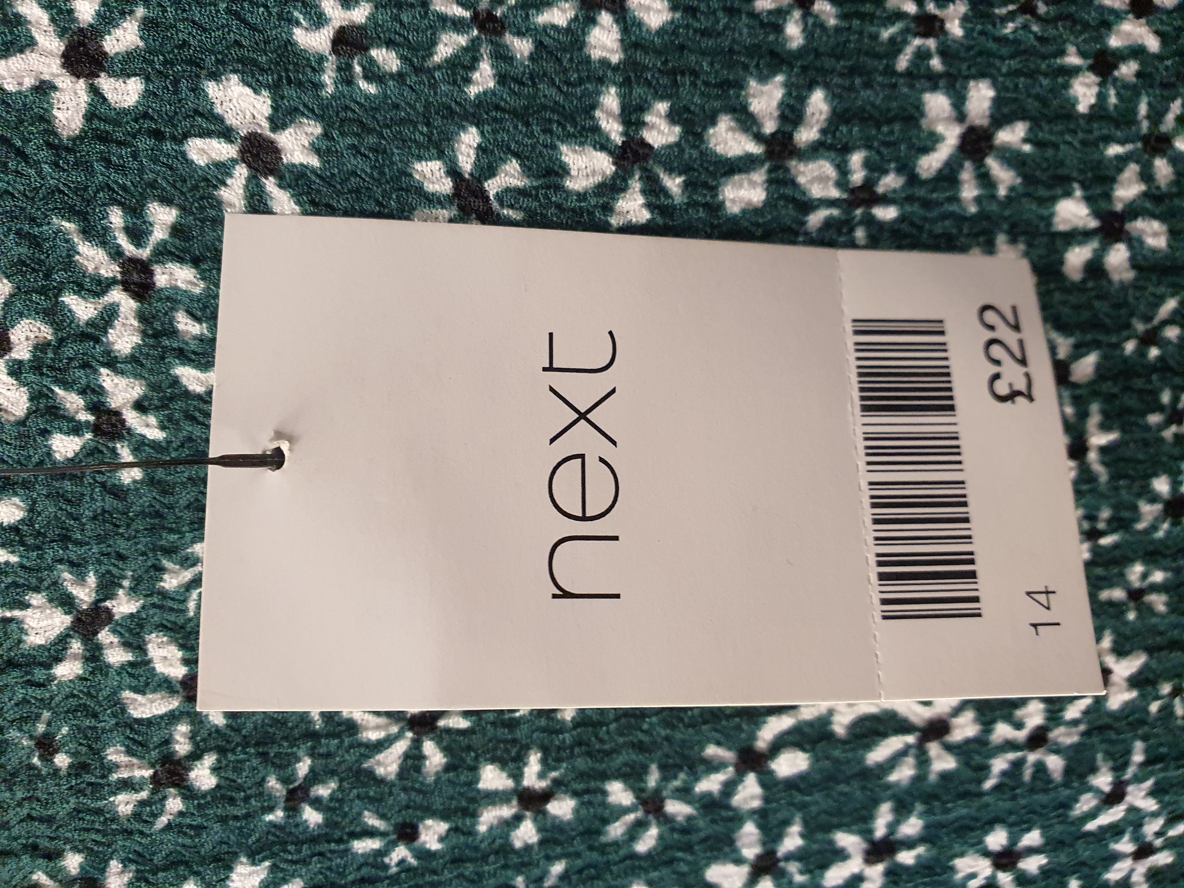 NEXT Green and White Flower L/Sleeve Top Size UK 14 - NEW