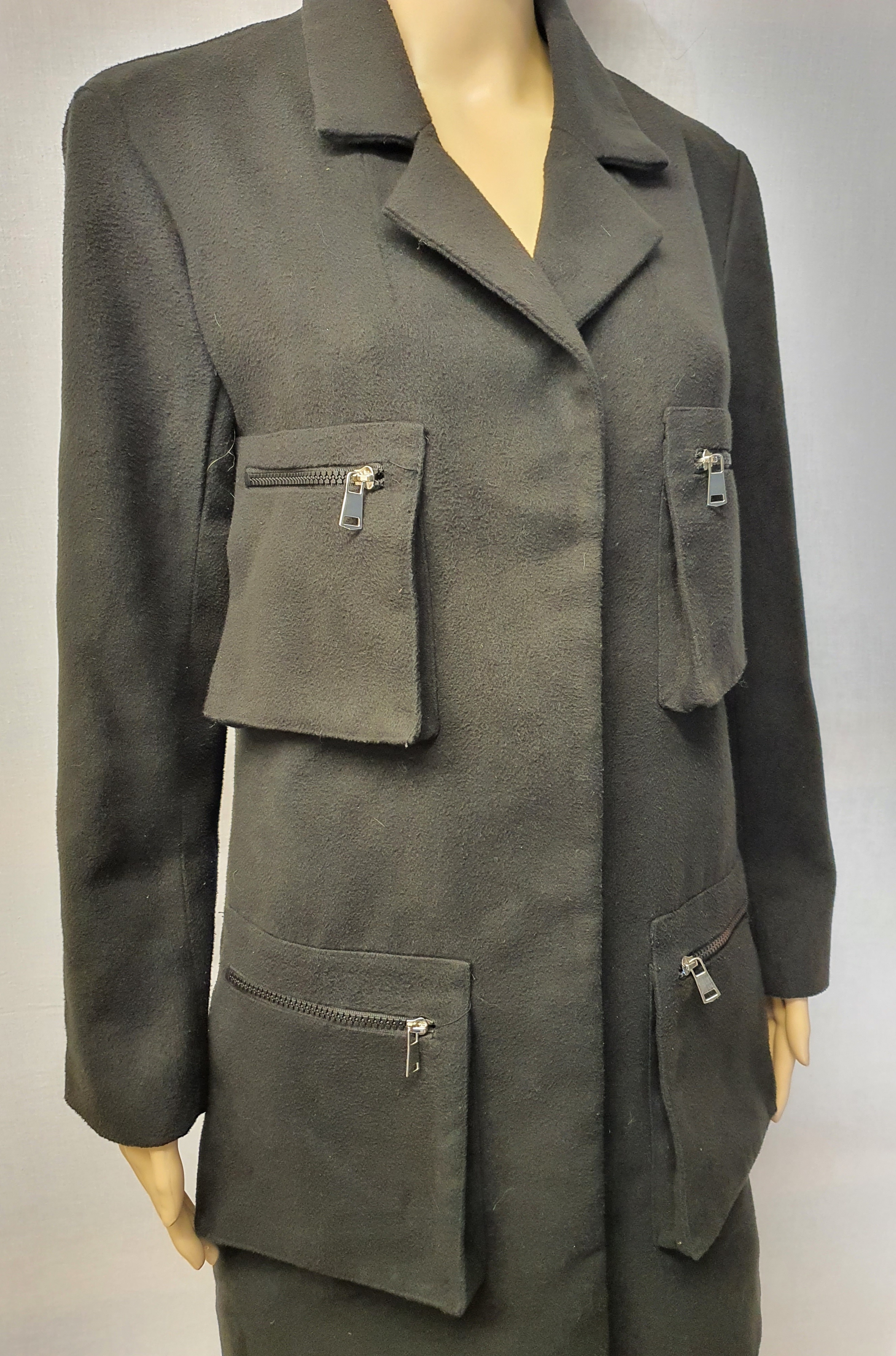 MISSGUIDED Black Multi Pocket Coat Size UK10