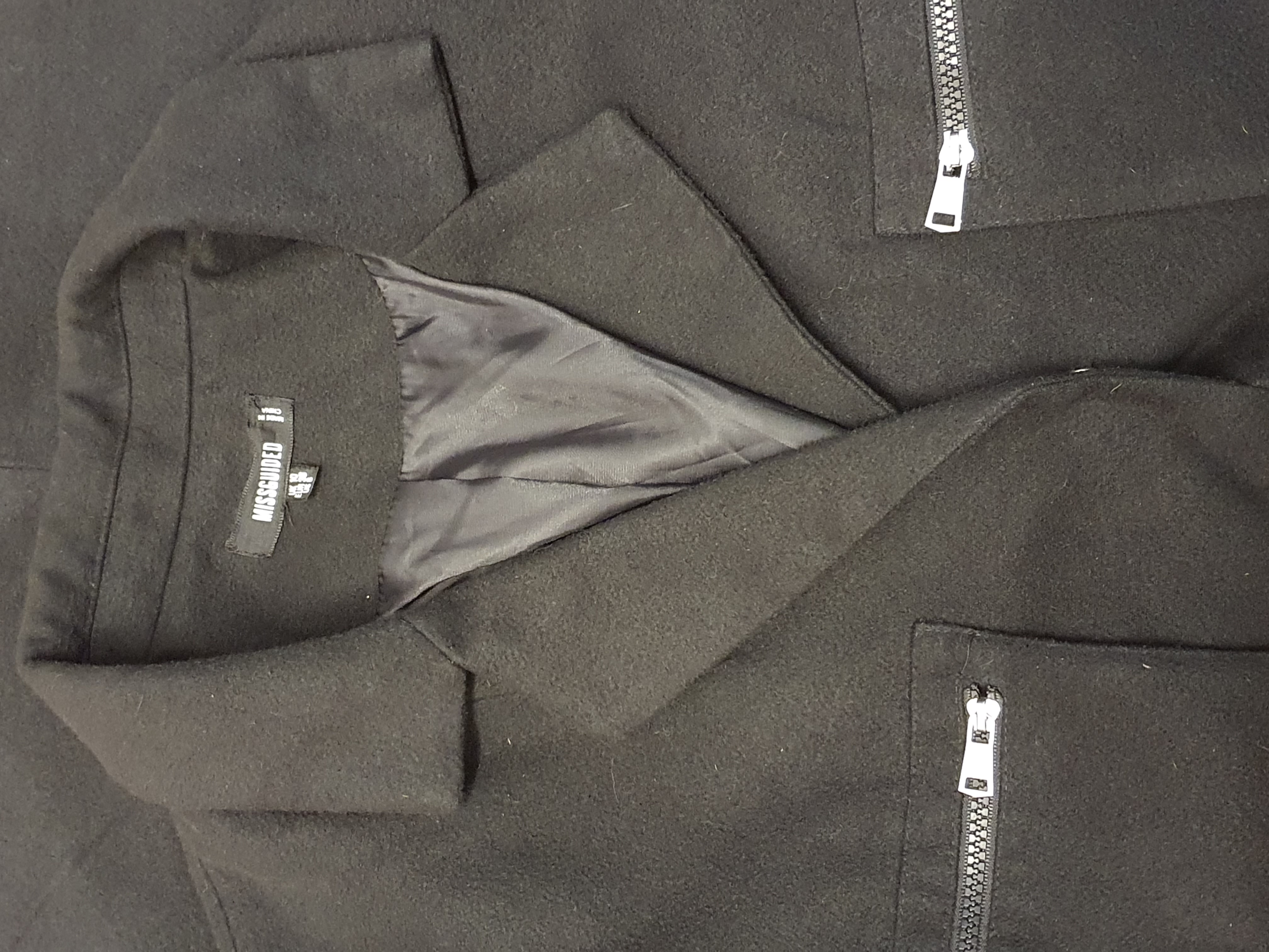 MISSGUIDED Black Multi Pocket Coat Size UK10