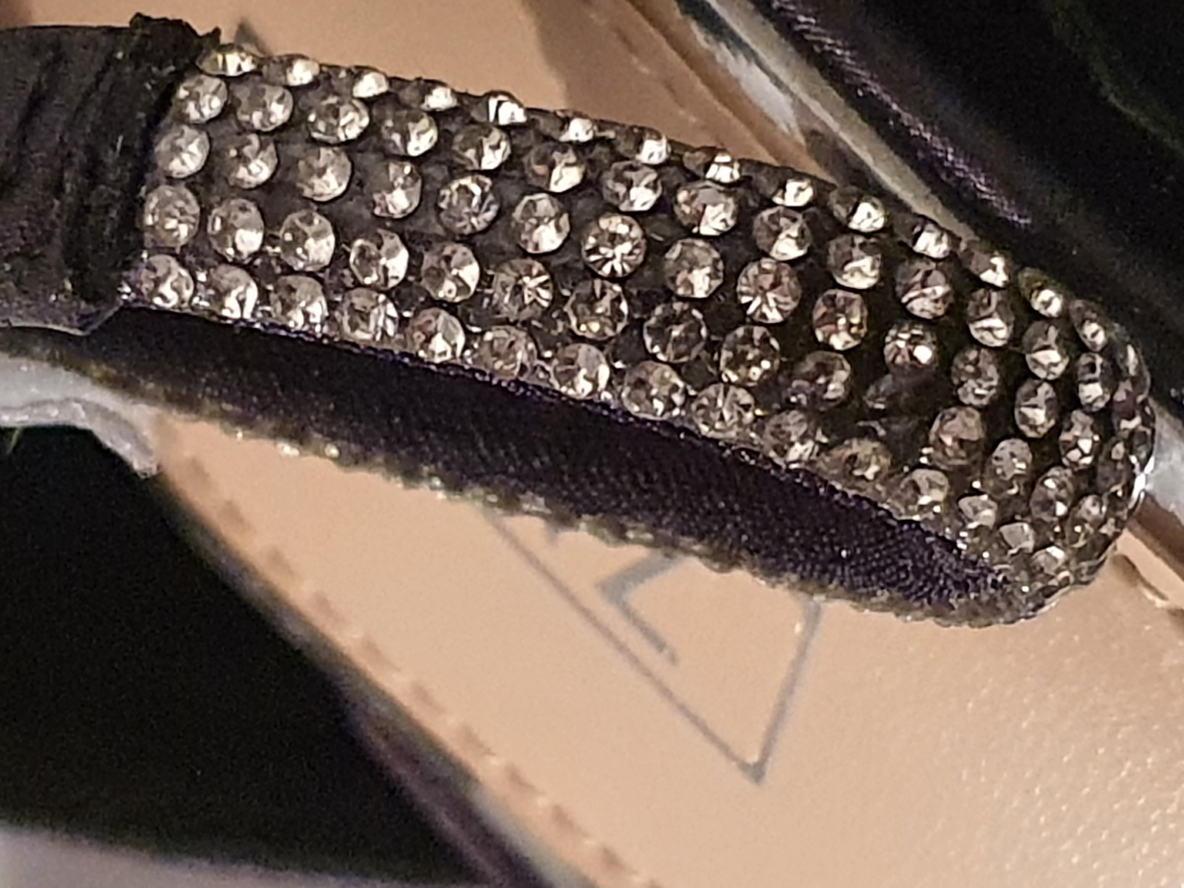 QUIZ Black Heeled Glitter and Diamante Court Shoes Size UK 8 - NEW