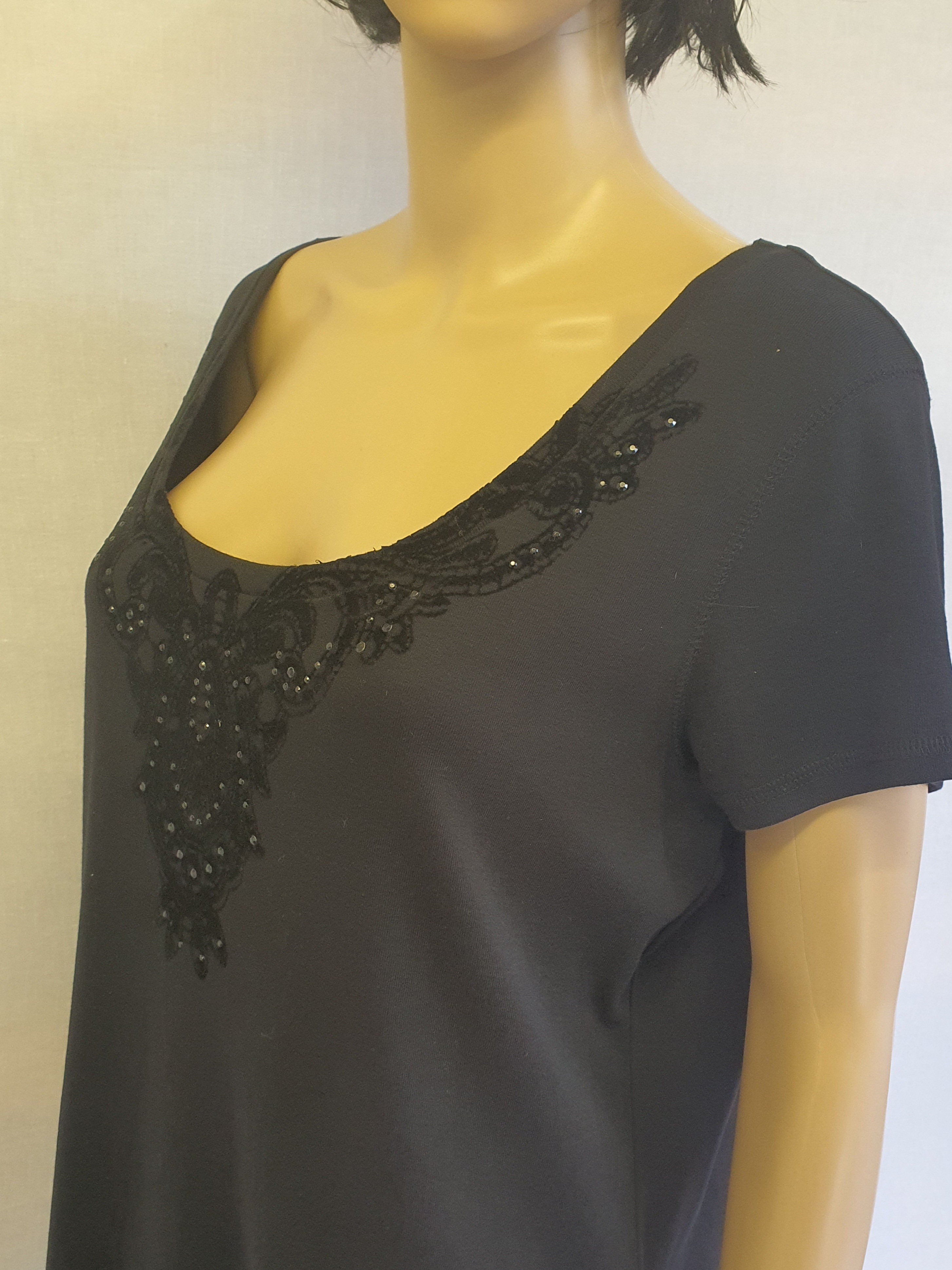 MARKS & SPENCER Black Short Sleeve Top Size UK20