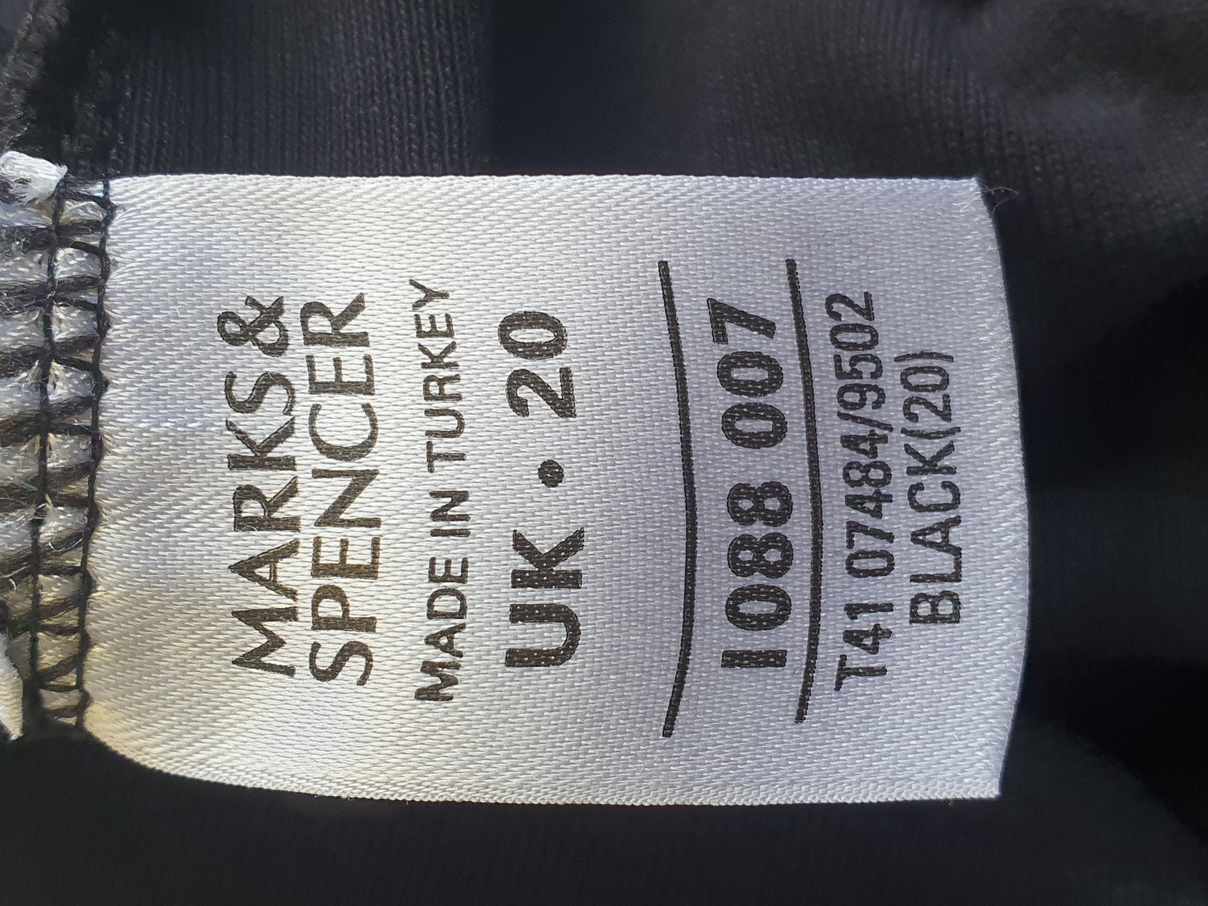 MARKS & SPENCER Black Short Sleeve Top Size UK20