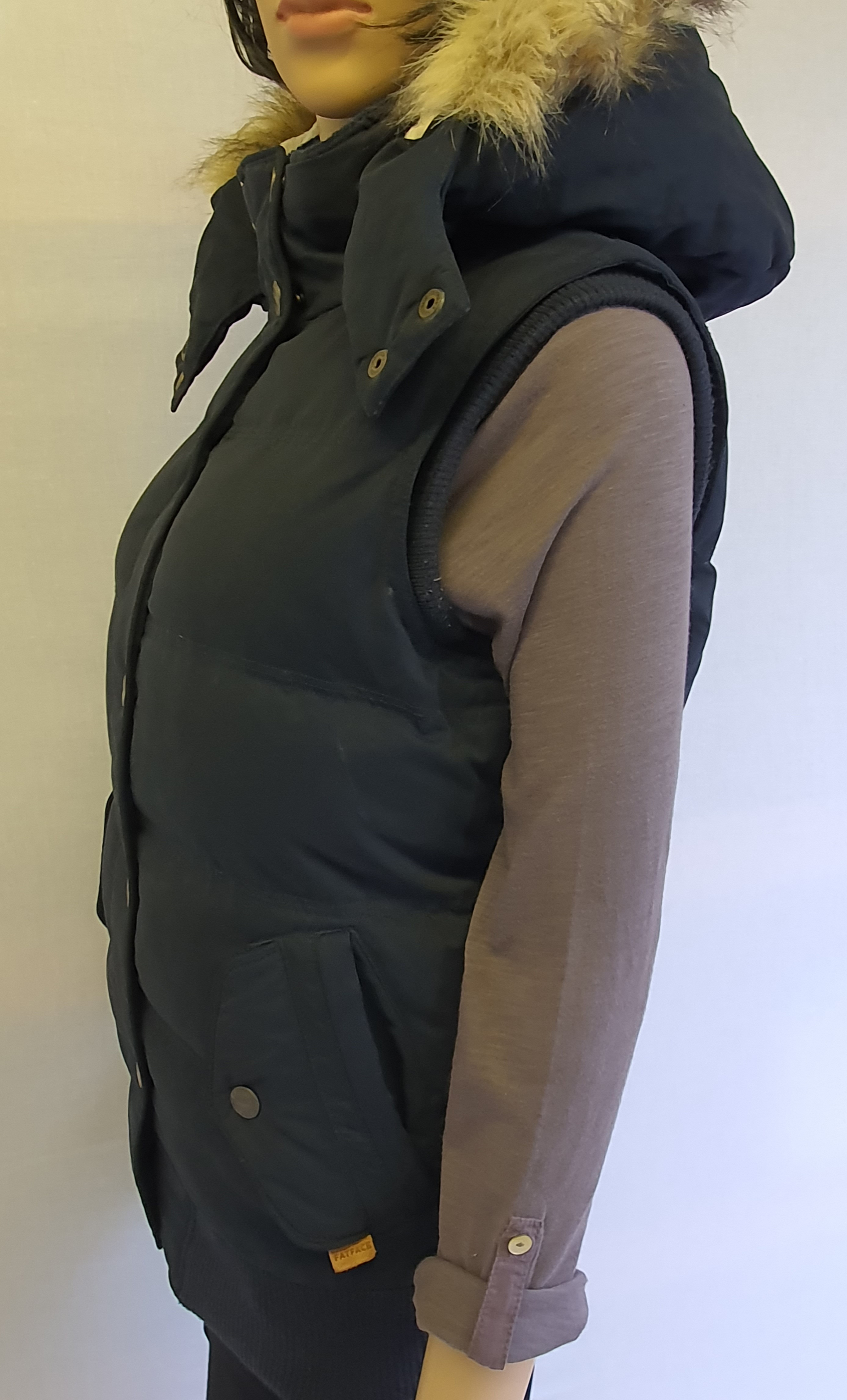 FATFACE Sleeveless Fleece Lined Fur Hooded Bodywarmer Size UK6