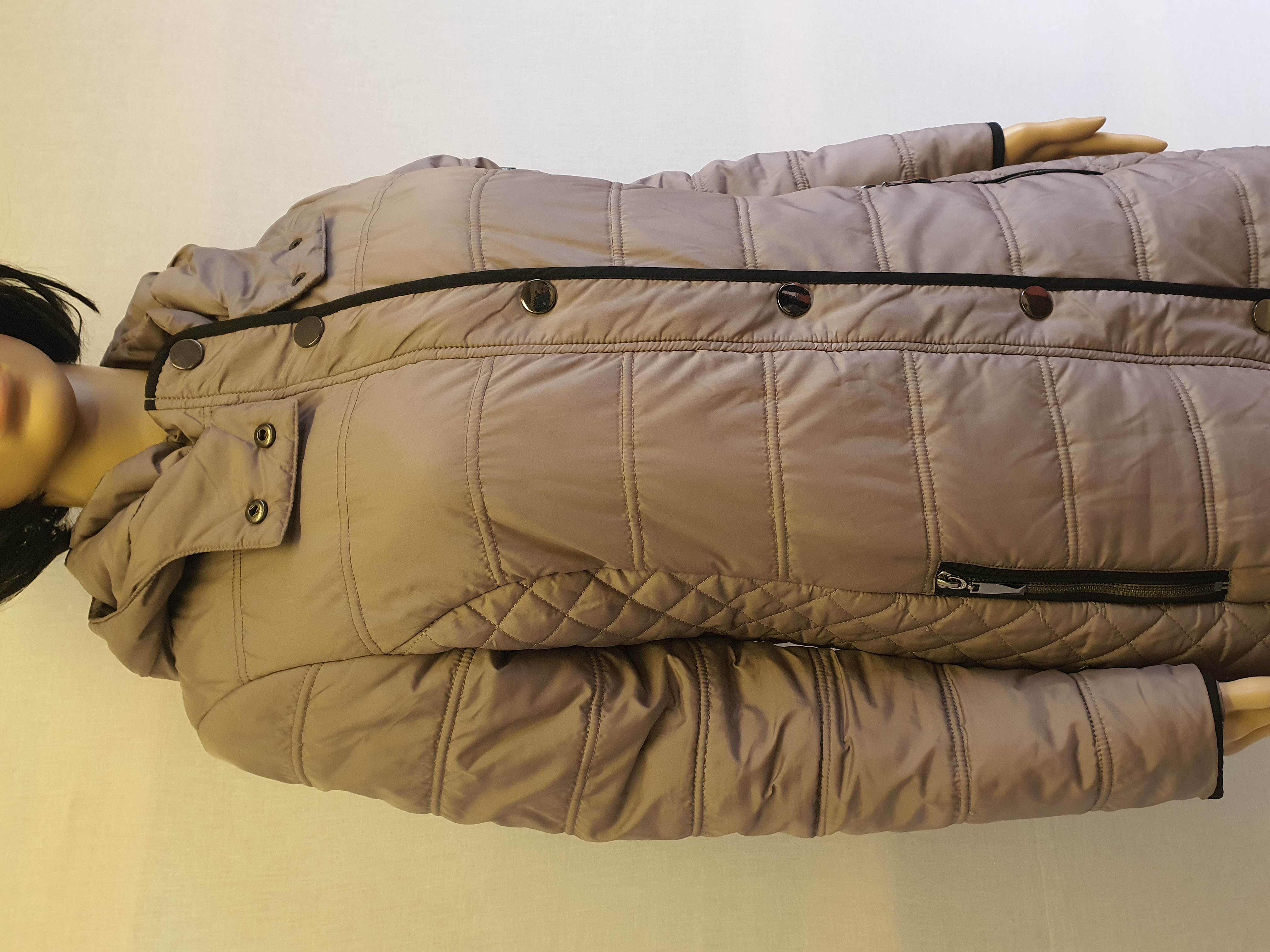 FRANSA Brown Quilted Long Womens Hooded Coat Size S UK10/12