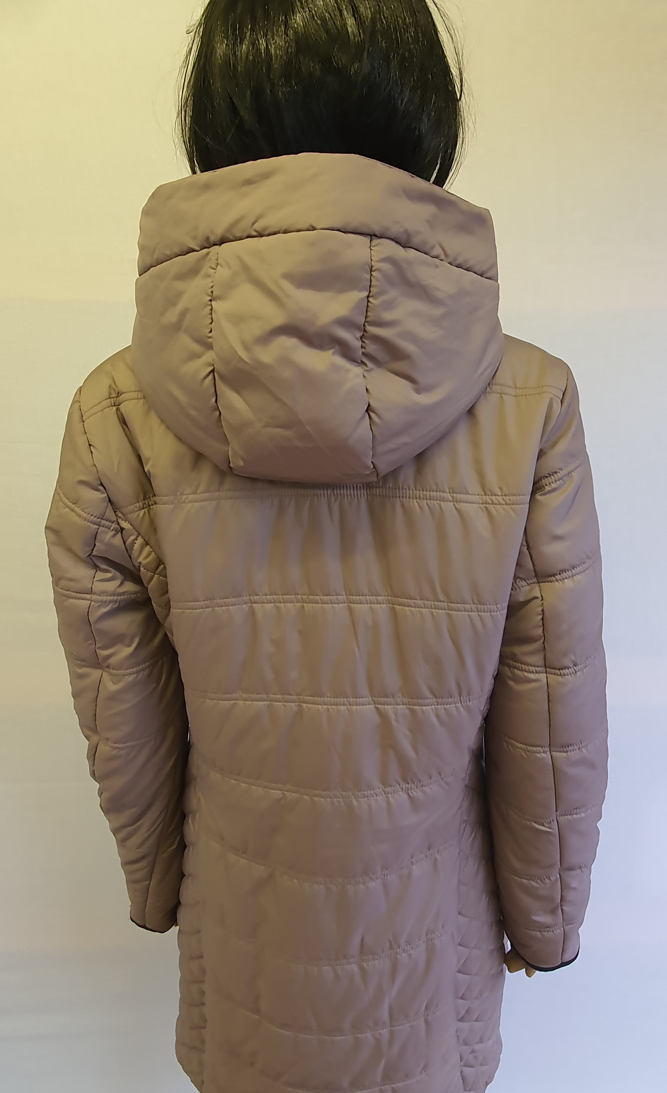 FRANSA Brown Quilted Long Womens Hooded Coat Size S UK10/12