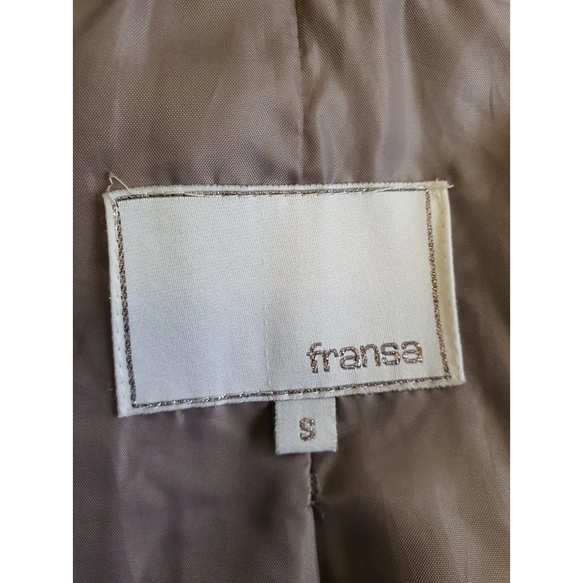 FRANSA Brown Quilted Long Womens Hooded Coat Size S UK10/12