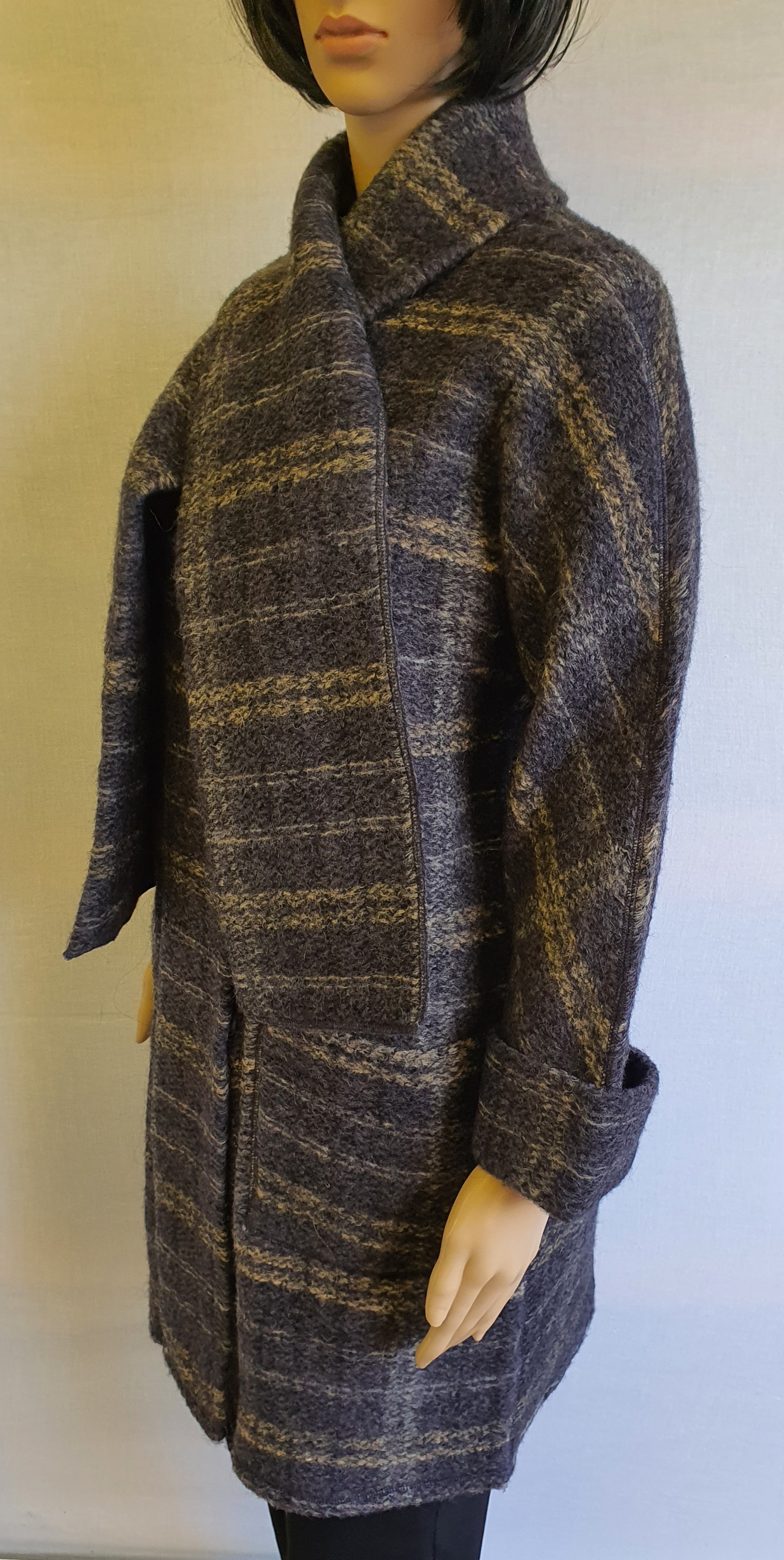 PAUL COSTELLOE Wool & Mohair Blend Jacket with Attached Scarf UK10