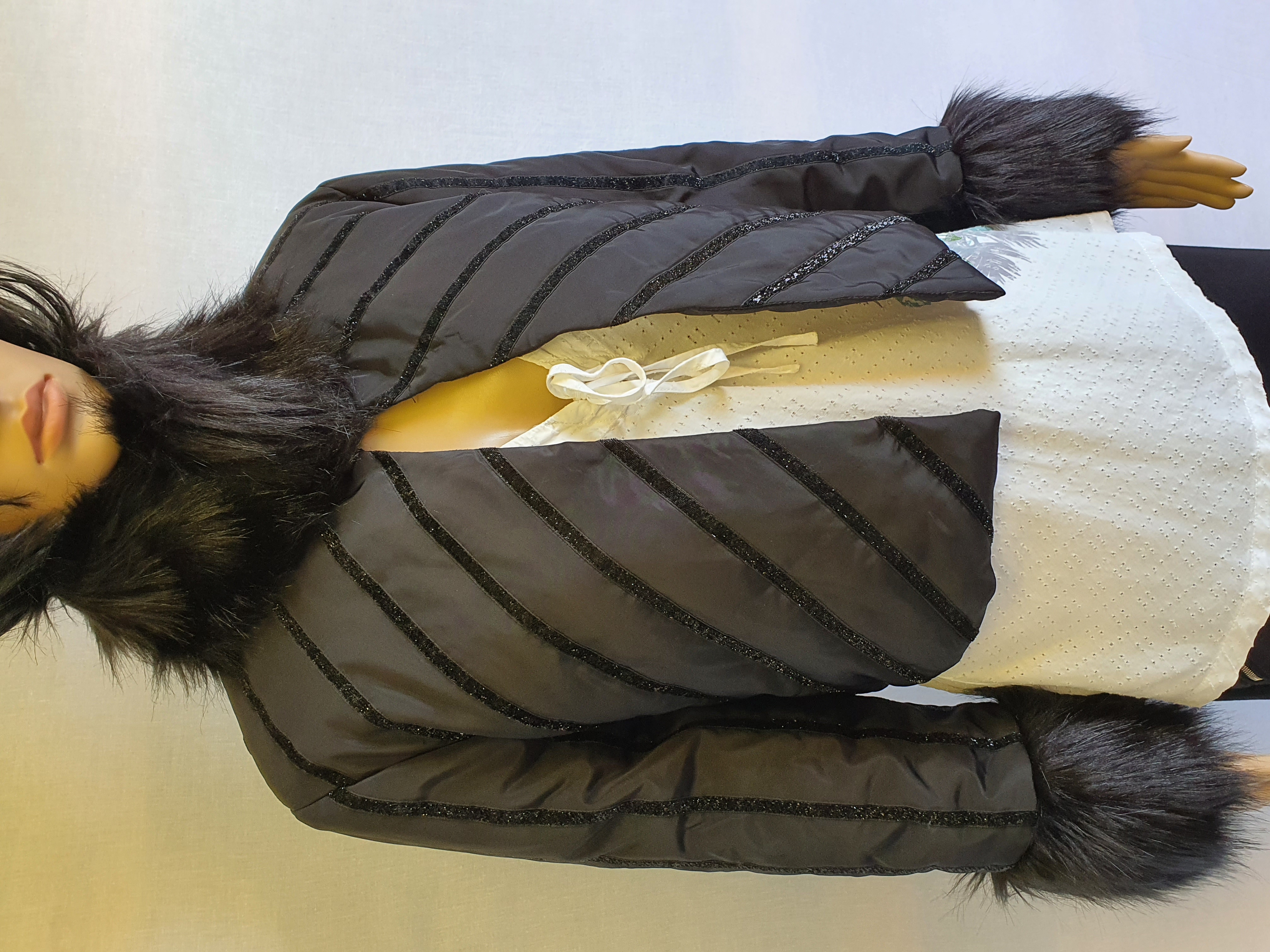EXPLOSION Black Short Fur Effect Jacket Size UK12 - NEW