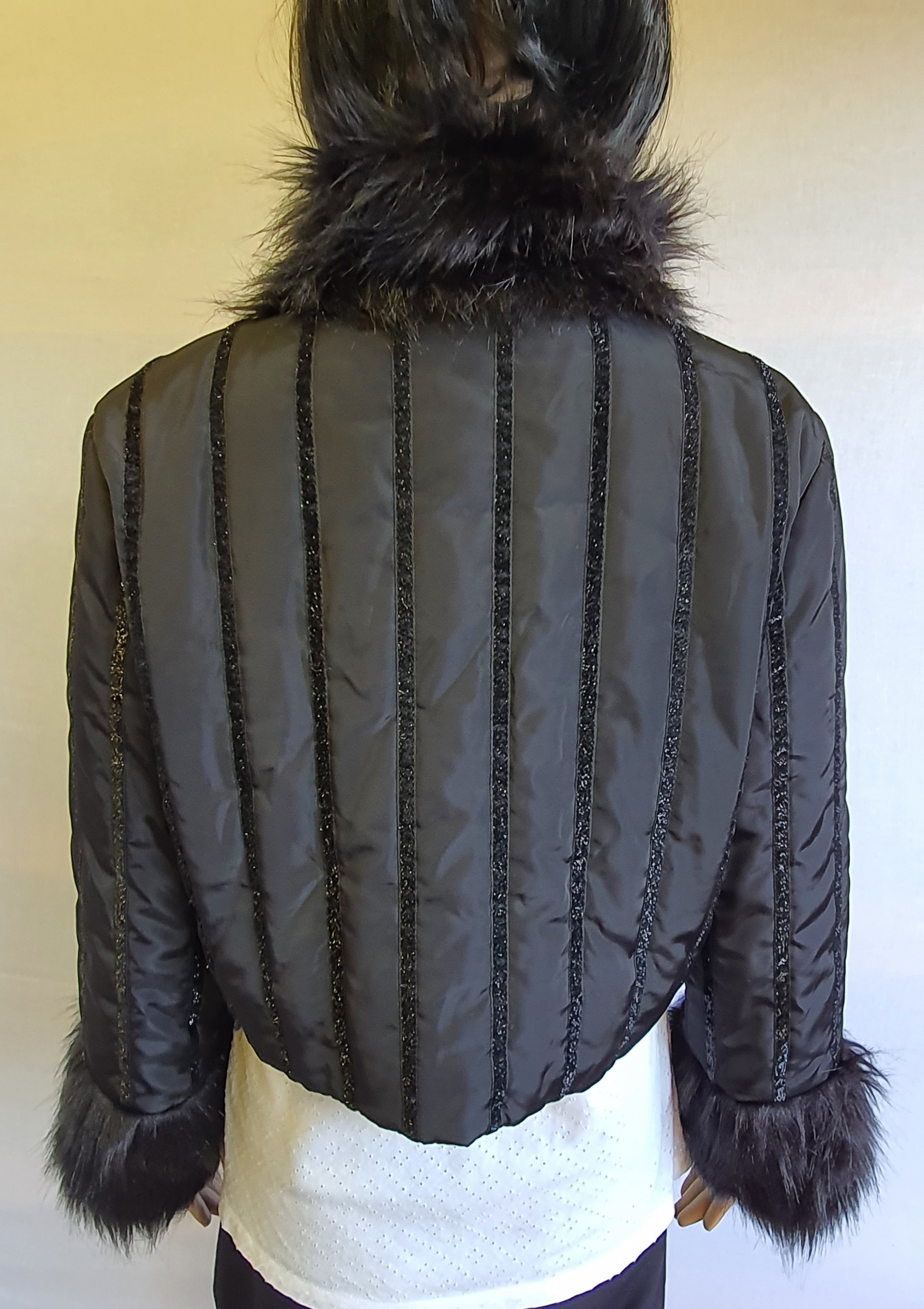 EXPLOSION Black Short Fur Effect Jacket Size UK12 - NEW