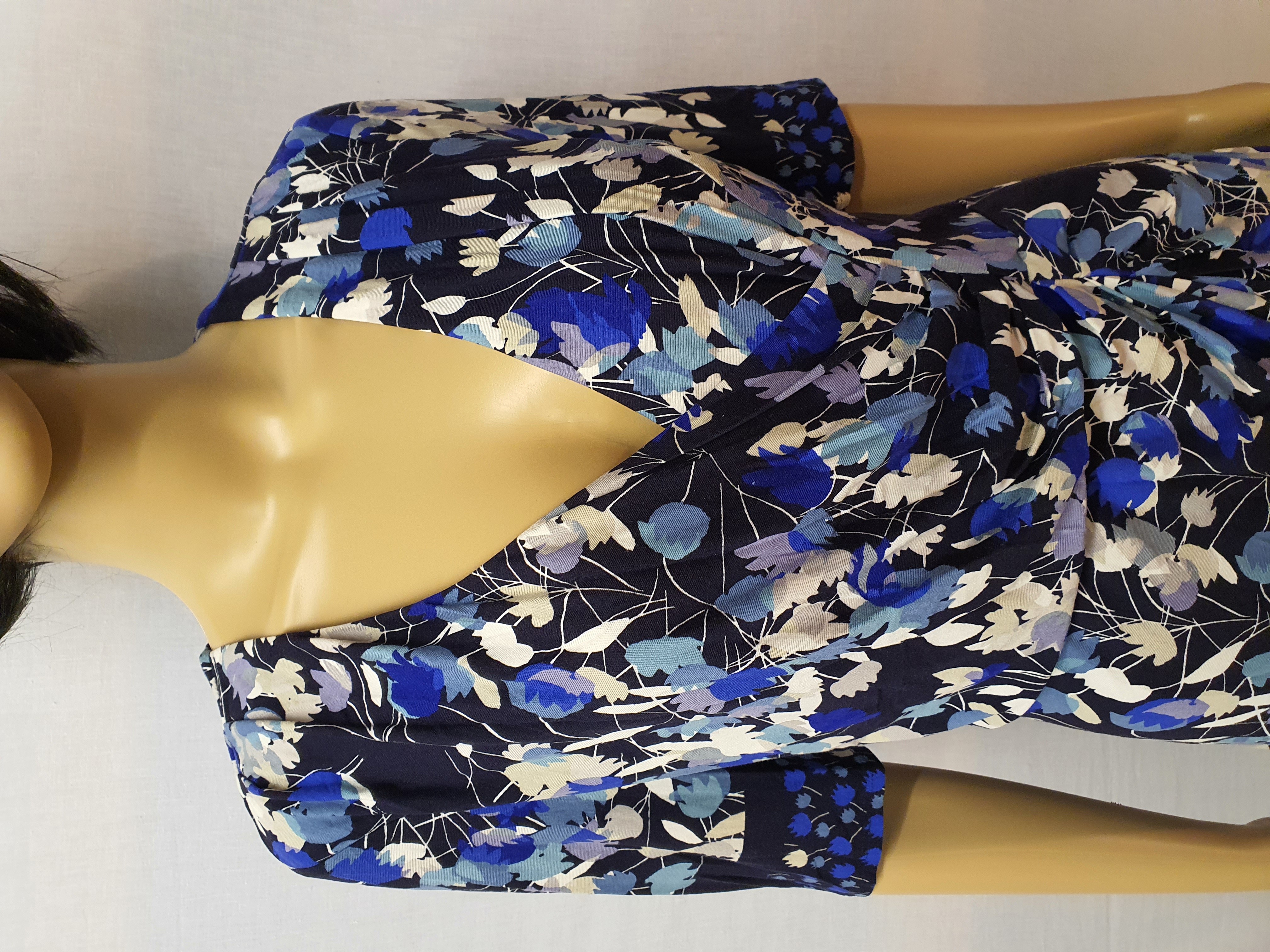 PER UNA Viscose 1/2 Length Sleeve Flower Design Dress Size UK12