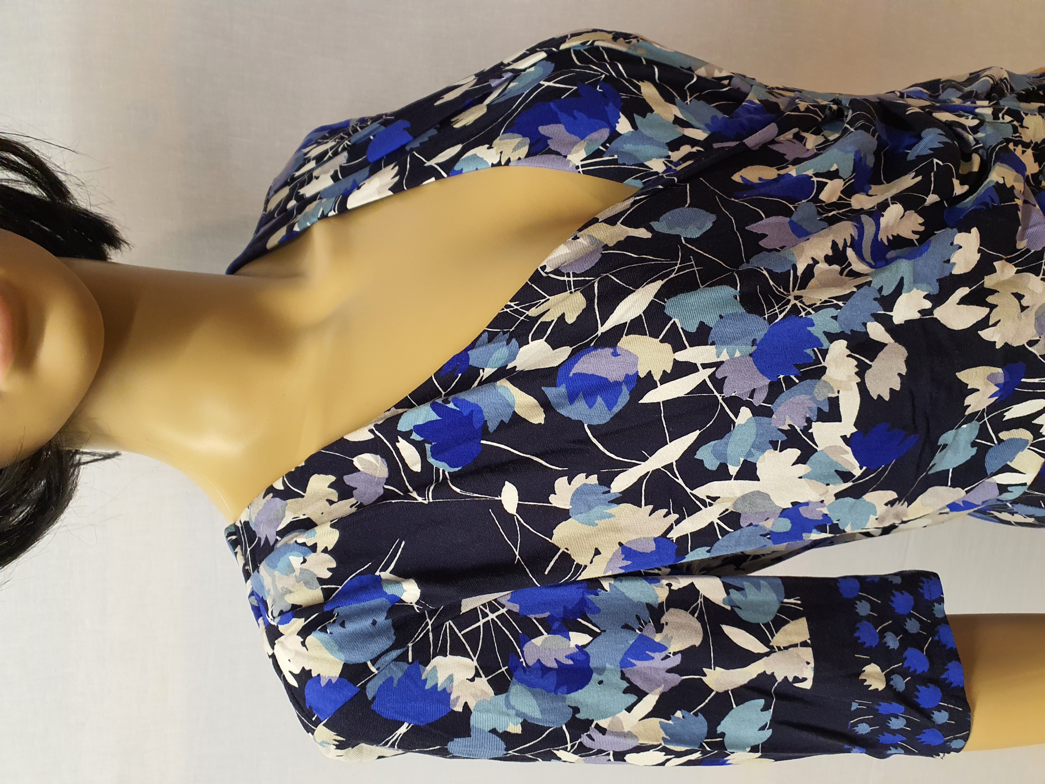 PER UNA Viscose 1/2 Length Sleeve Flower Design Dress Size UK12