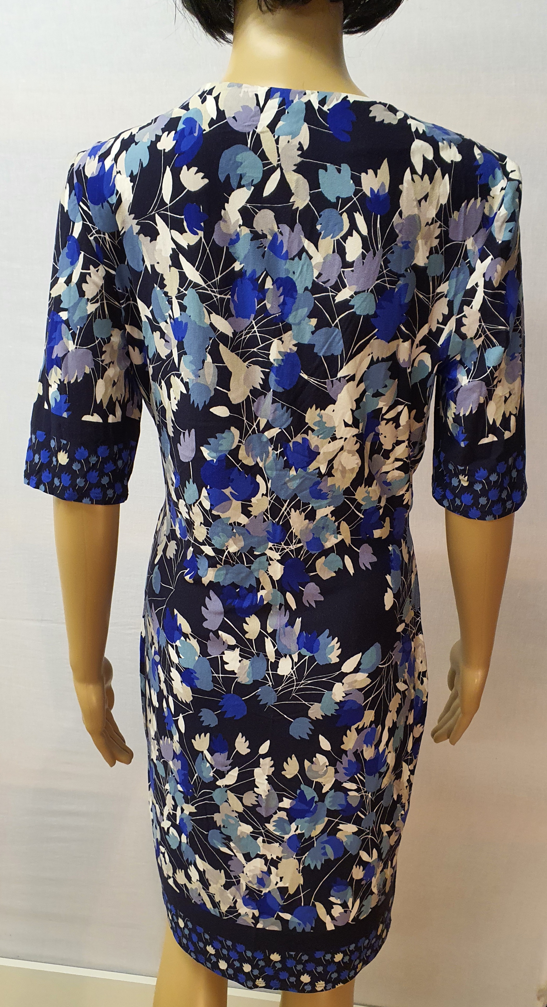 PER UNA Viscose 1/2 Length Sleeve Flower Design Dress Size UK12