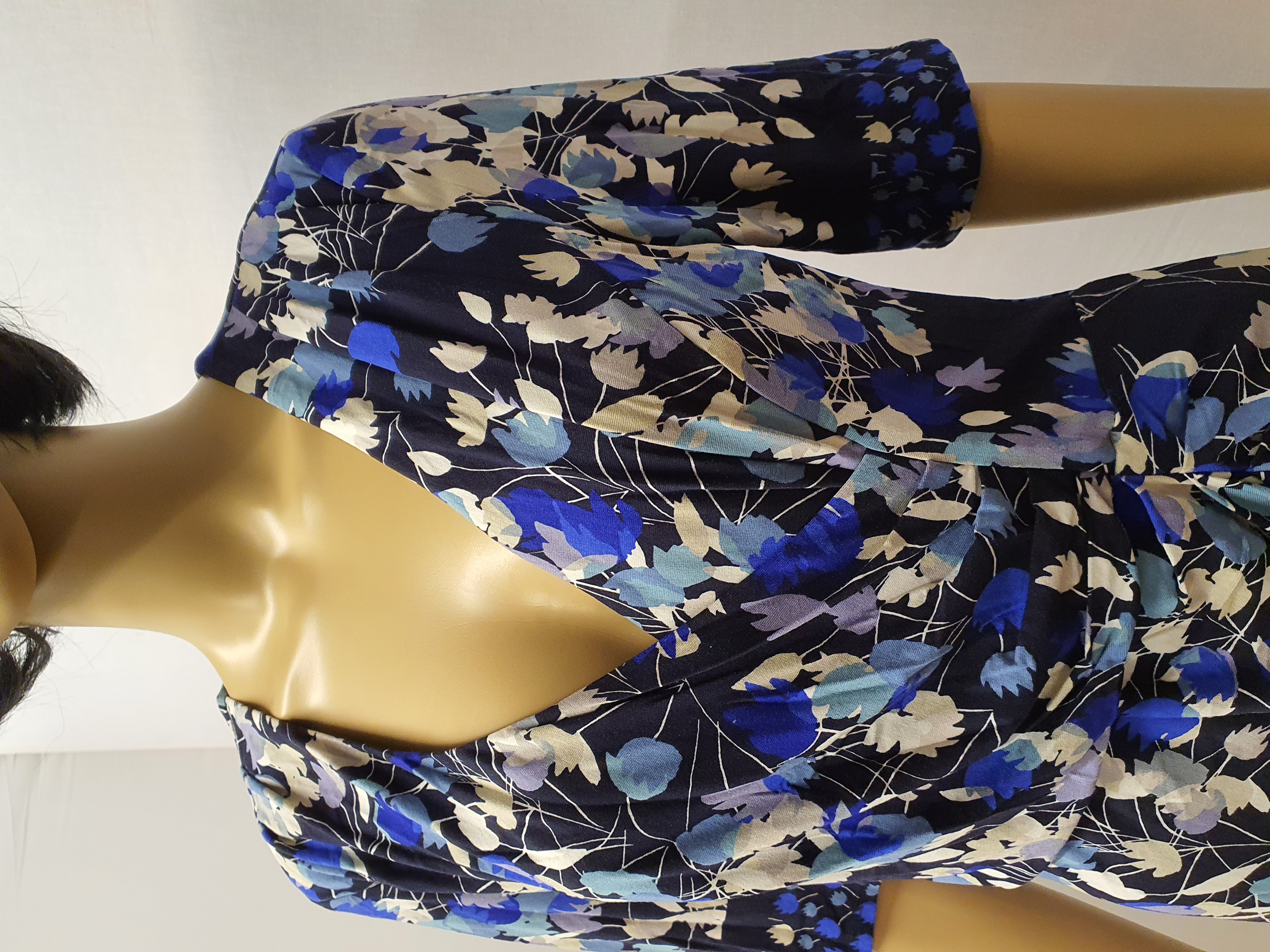PER UNA Viscose 1/2 Length Sleeve Flower Design Dress Size UK12