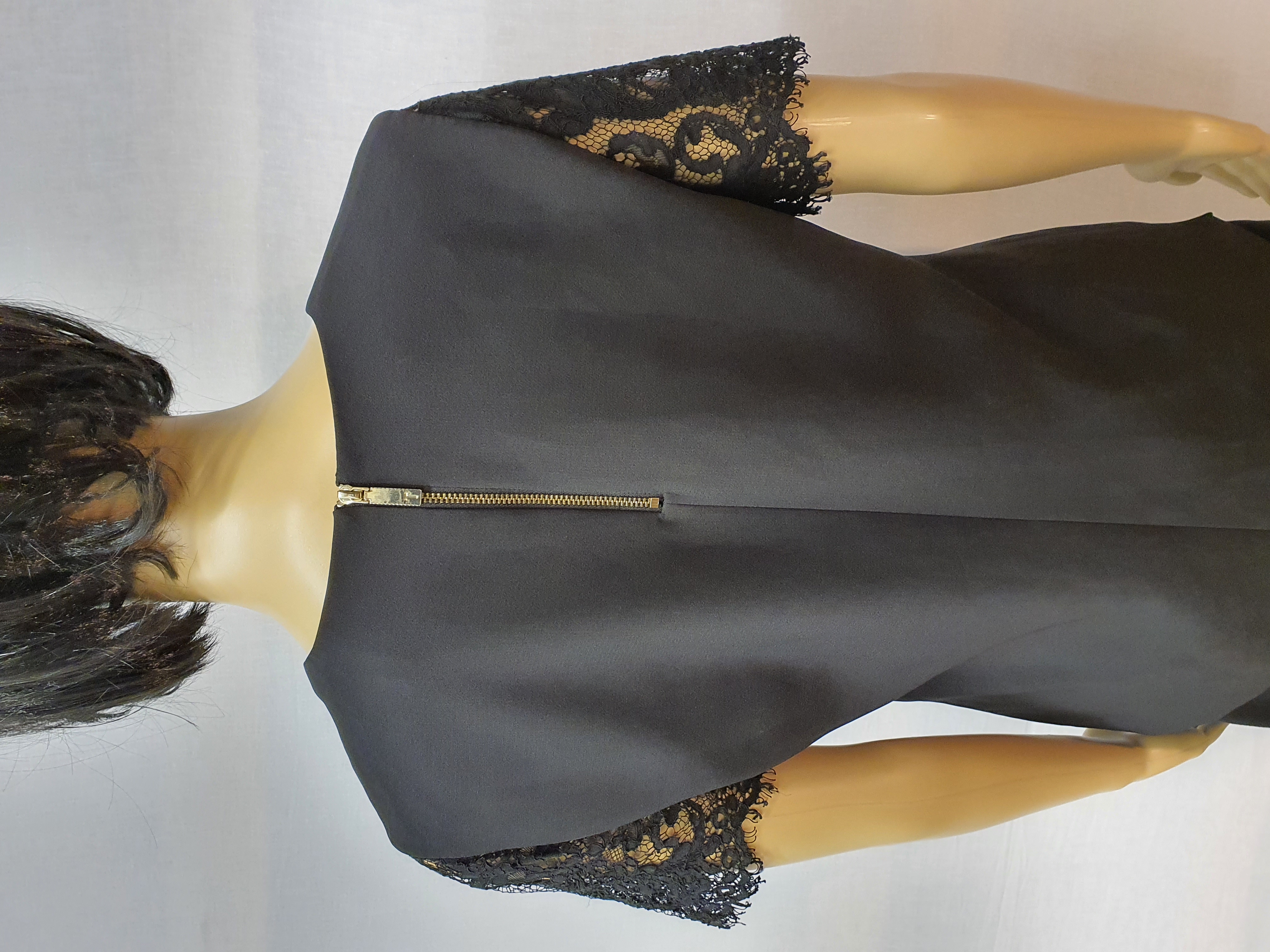 TED BAKER Black V Neck Lace Sleeve Top Ted Size 2 / UK10