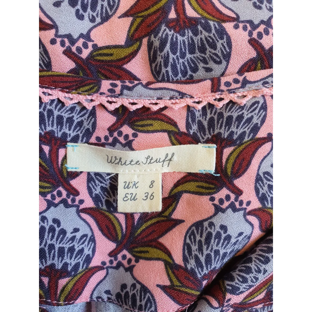 WHITE STUFF L/ Sleeve 100% Viscose Flower Top Size UK 8