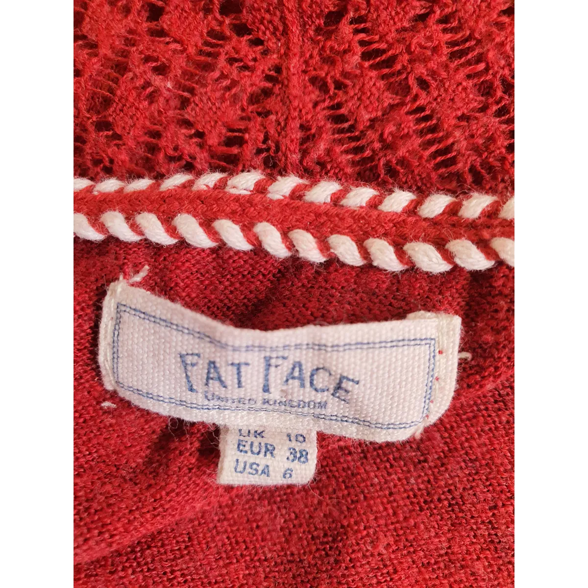 FATFACE Red Long Sleeve Cardigan Size UK10