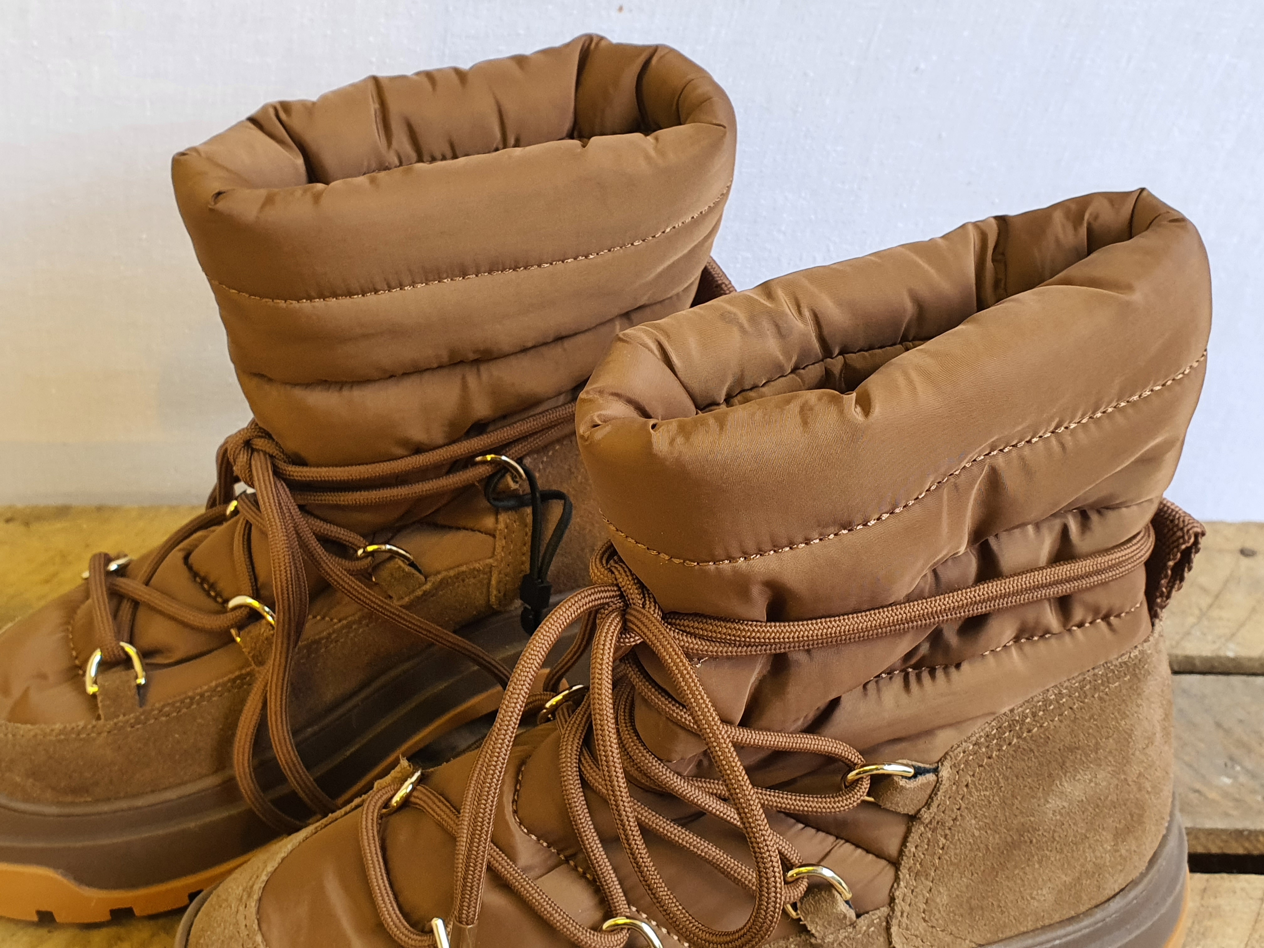 ZARA Padded Brown Puffer / Hiking Boots Size UK3 - NEW