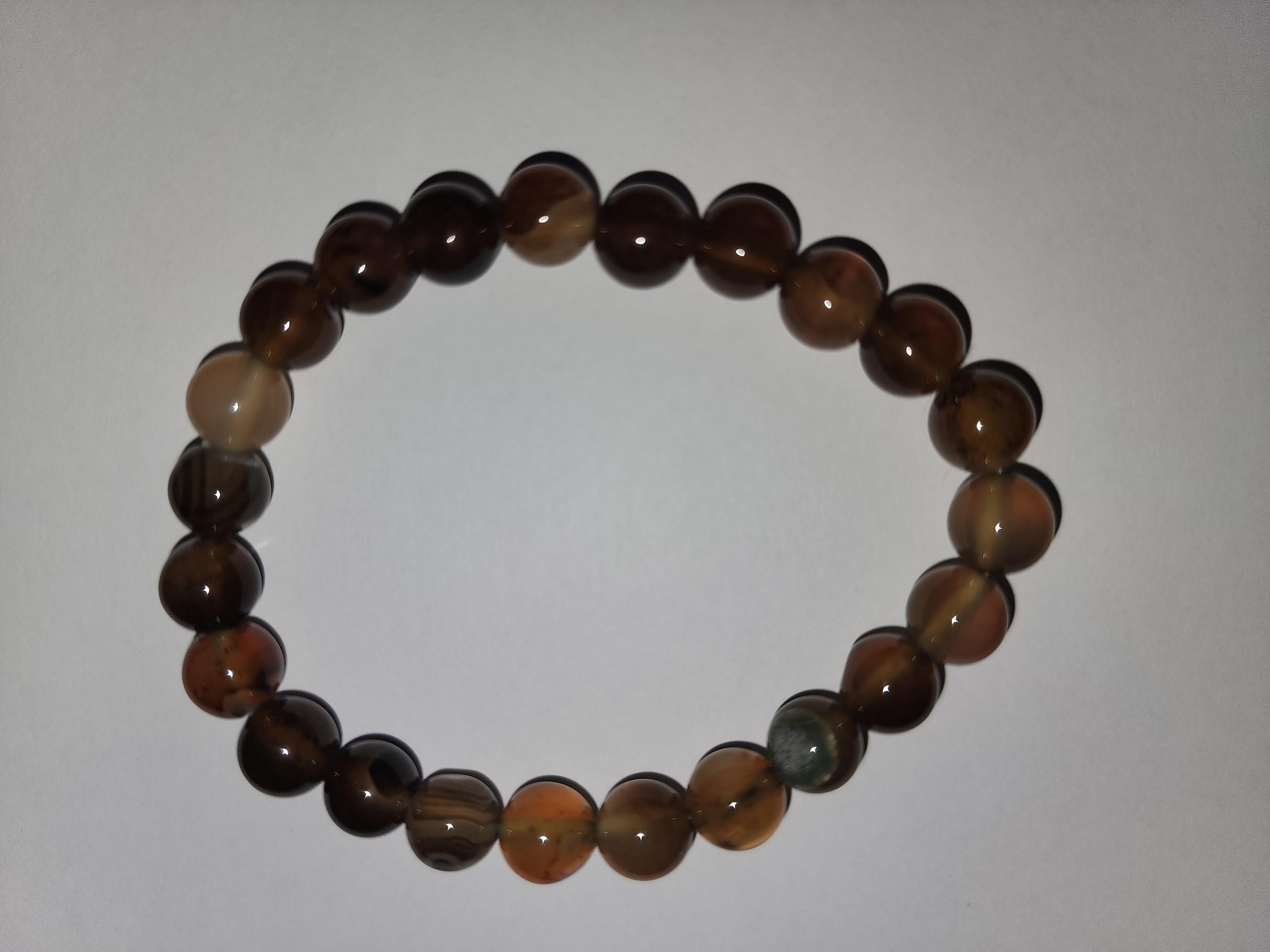 Brown Botswana Agate Emotional Support Imprinted Frequency Beaded Bracelet
