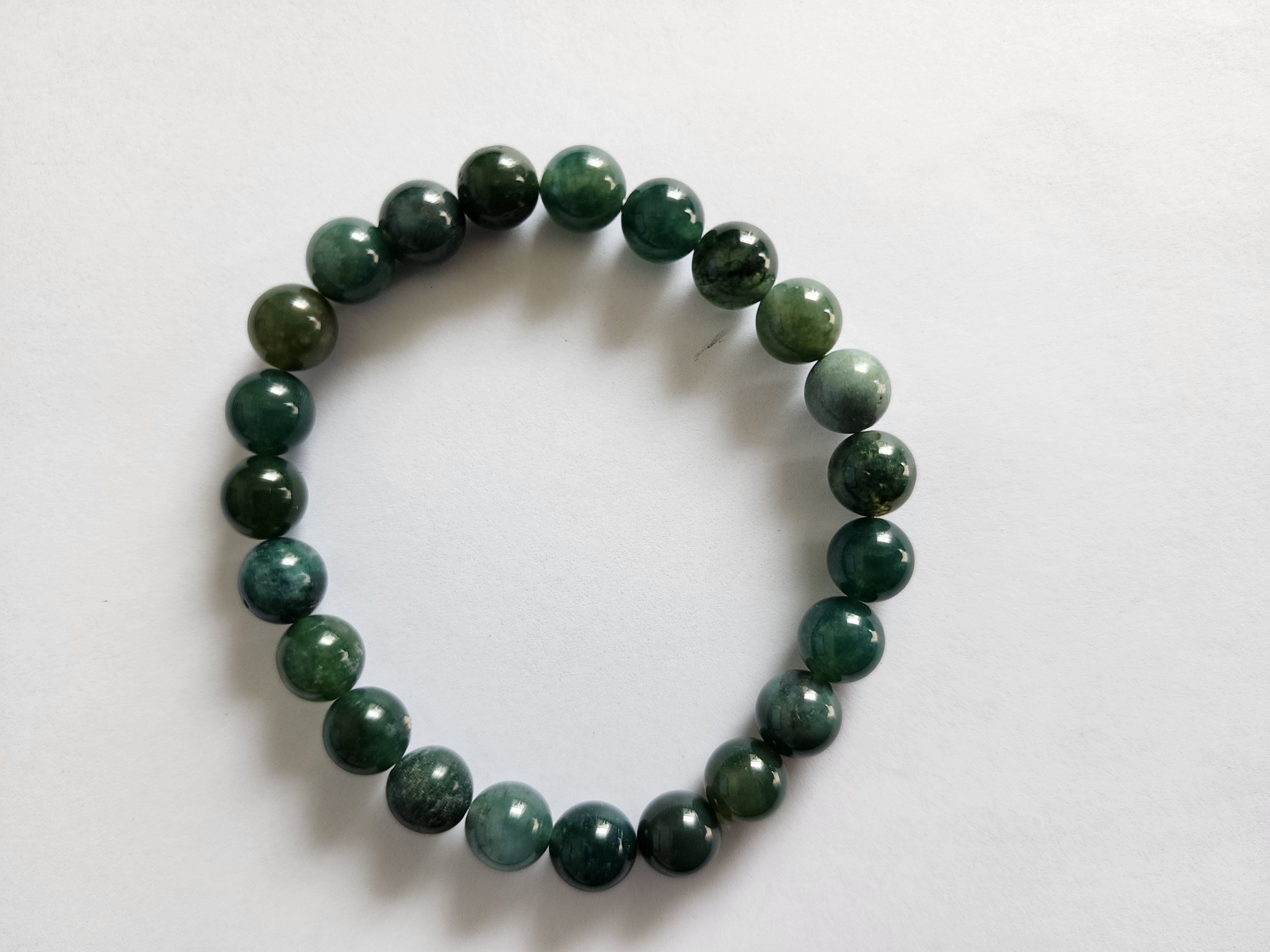 Moss Agate Well-Being Frequency Imprinted Beaded Bracelet