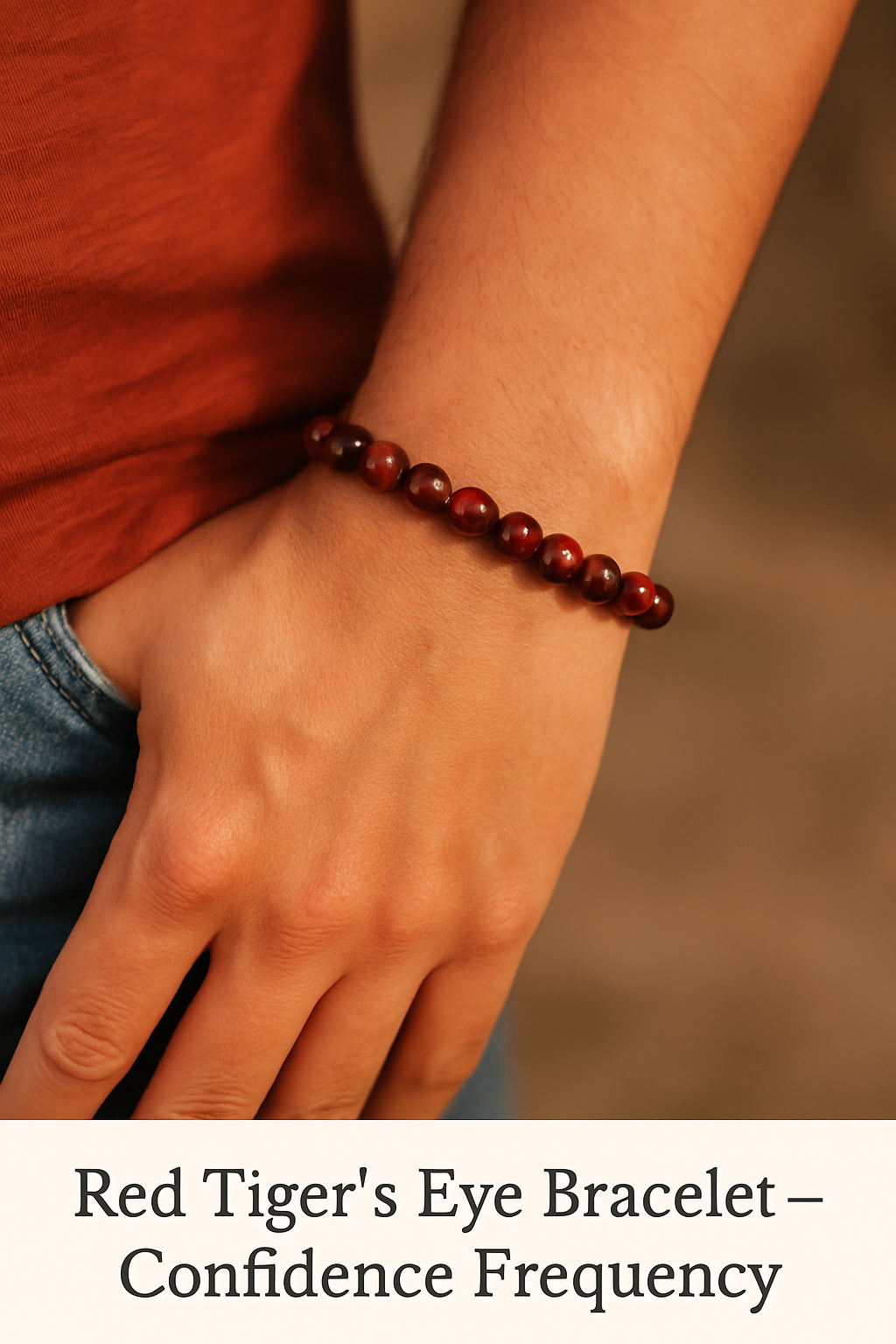 Red Tigers Eye Confidence Imprinted Frequency Beaded Bracelet