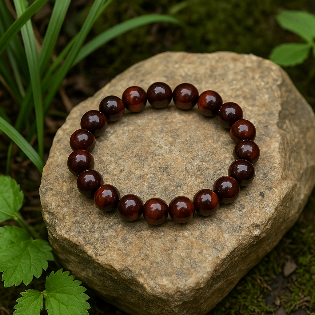 Red Tigers Eye Confidence Imprinted Frequency Beaded Bracelet