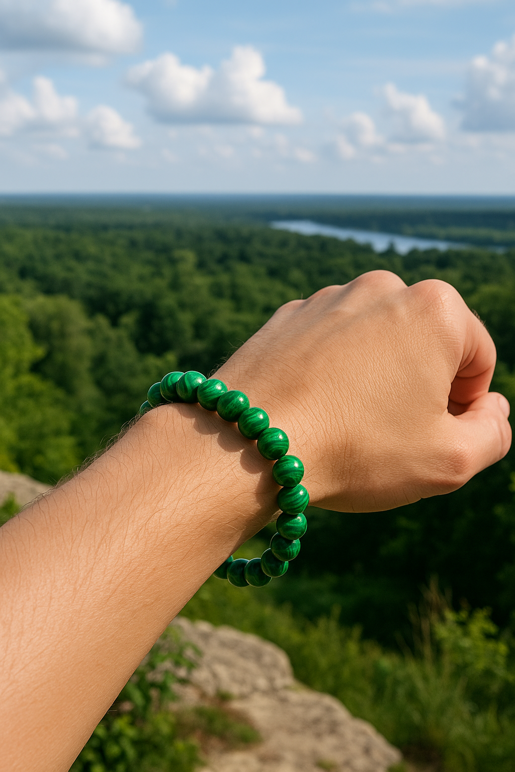Malachite Balance Imprinted Frequency Bracelet