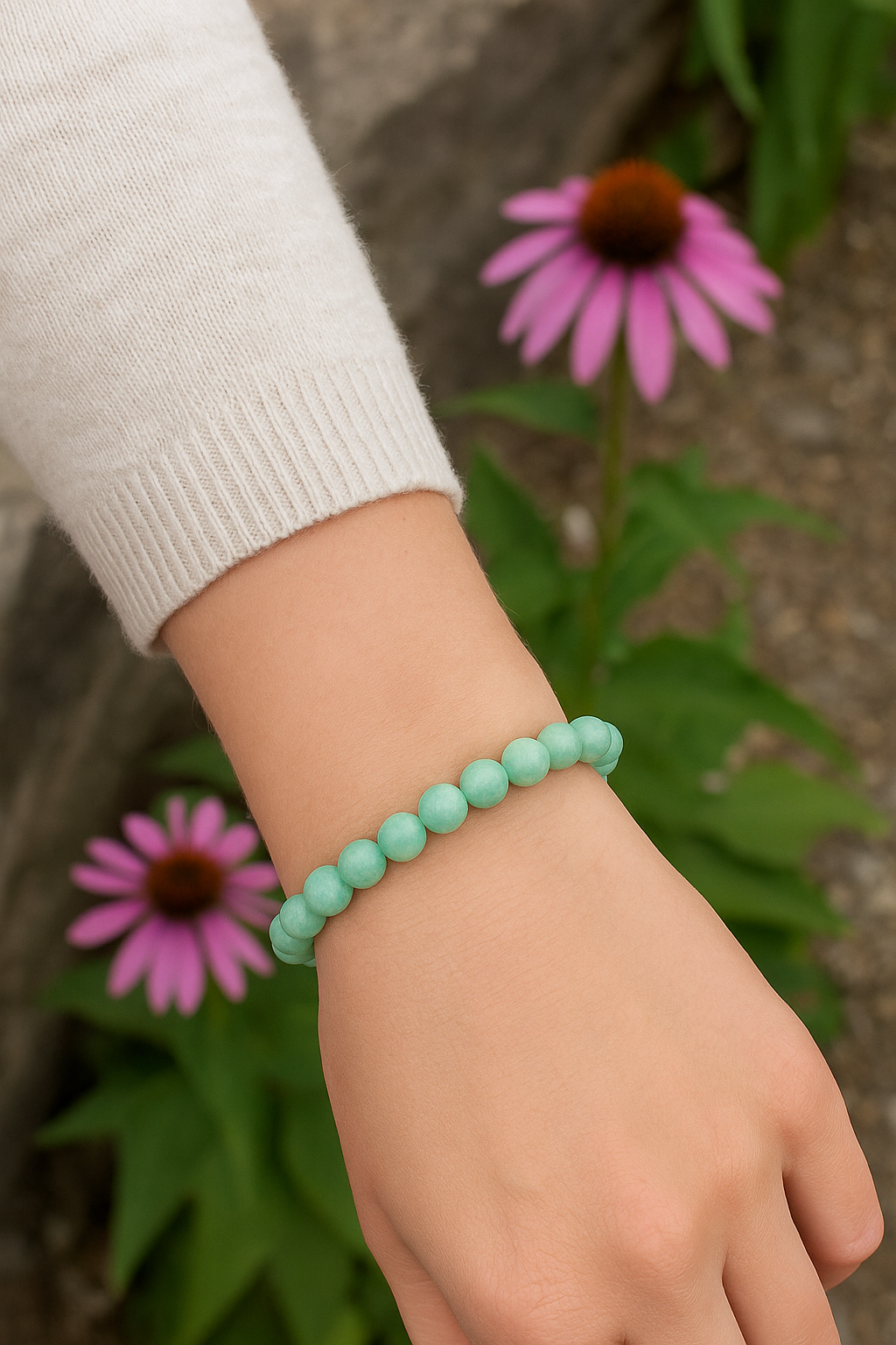 Amazonite Heart Chakra Imprinted Frequency Beaded Bracxelert