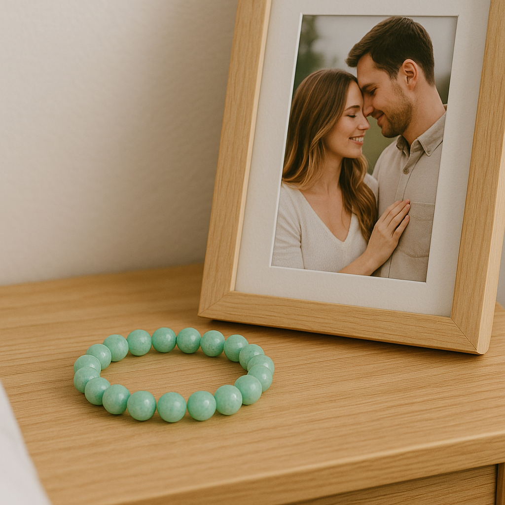 Amazonite Heart Chakra Imprinted Frequency Beaded Bracxelert