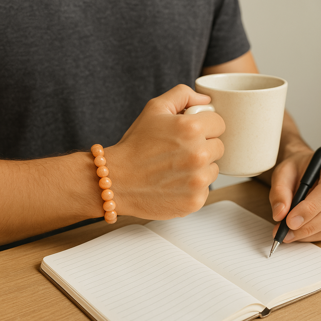 Sunstone Emotional Balance Imprinted Frequency Beaded Bracelt