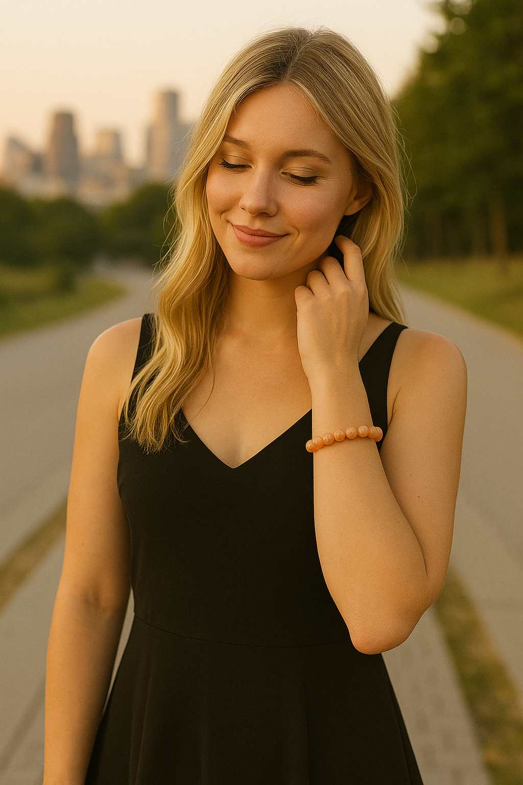 Sunstone Emotional Balance Imprinted Frequency Beaded Bracelt