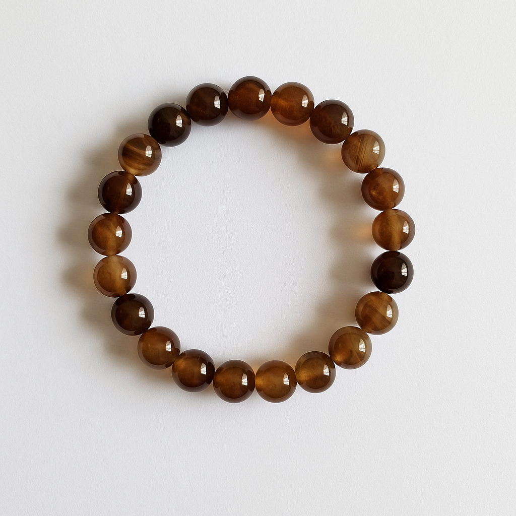 Brown Botswana Agate Emotional Support Imprinted Frequency Beaded Bracelet