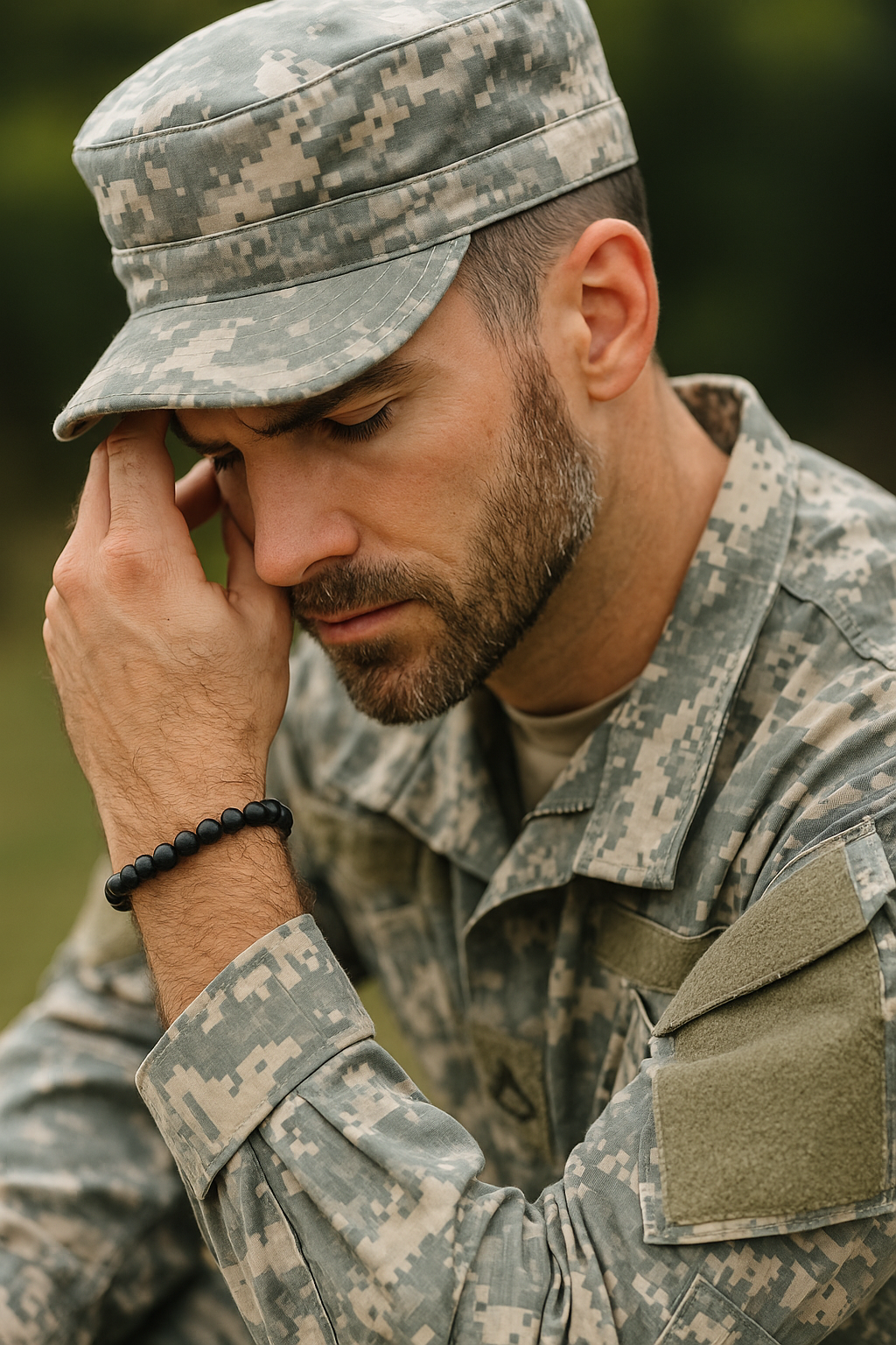 Black Onyx Stress Ease Imprinted Frequency Beaded Bracelet
