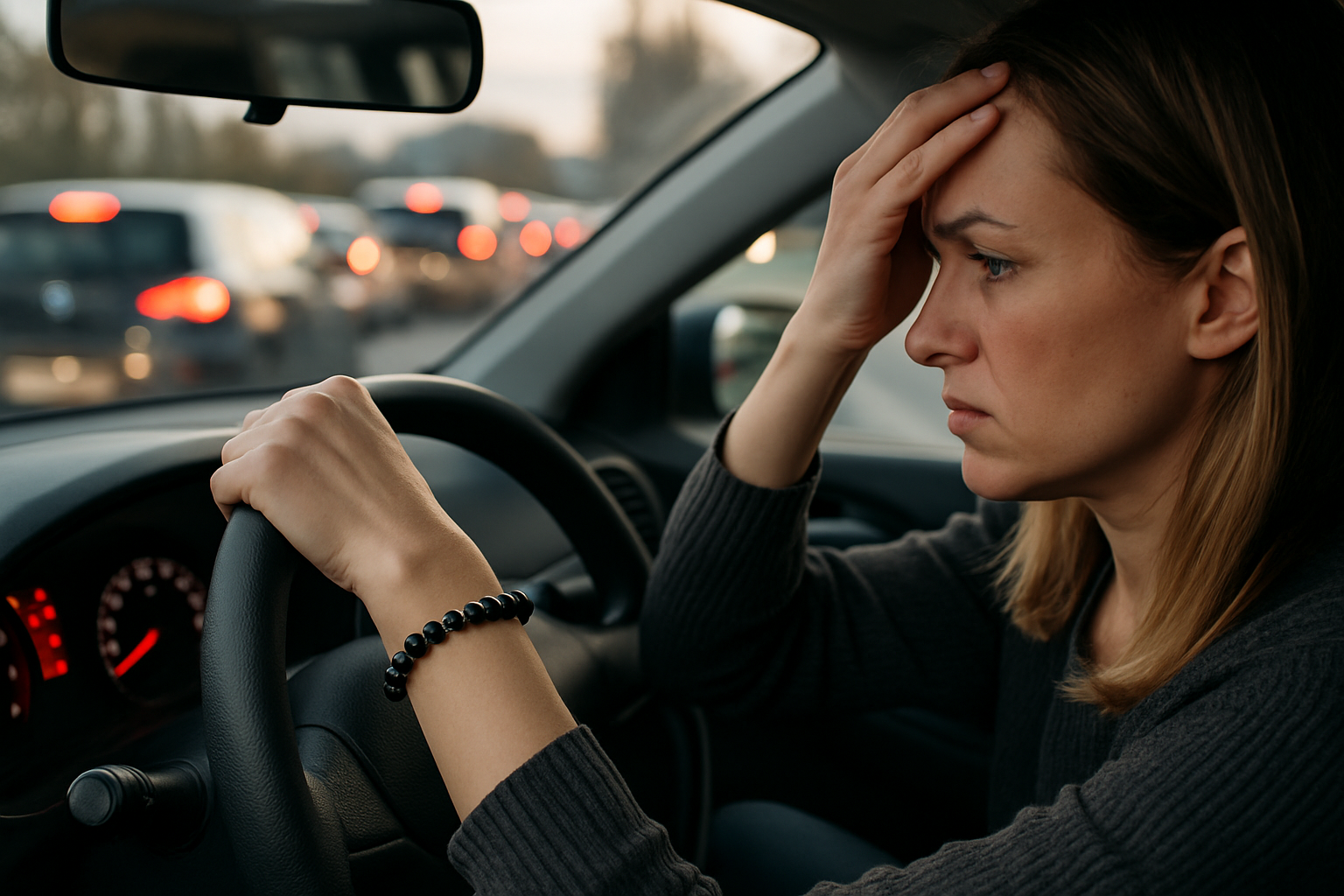 Black Onyx Stress Ease Imprinted Frequency Beaded Bracelet