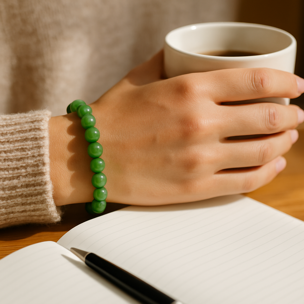 Jade Luck & Protection Imprinted Frequency Beaded Bracelet