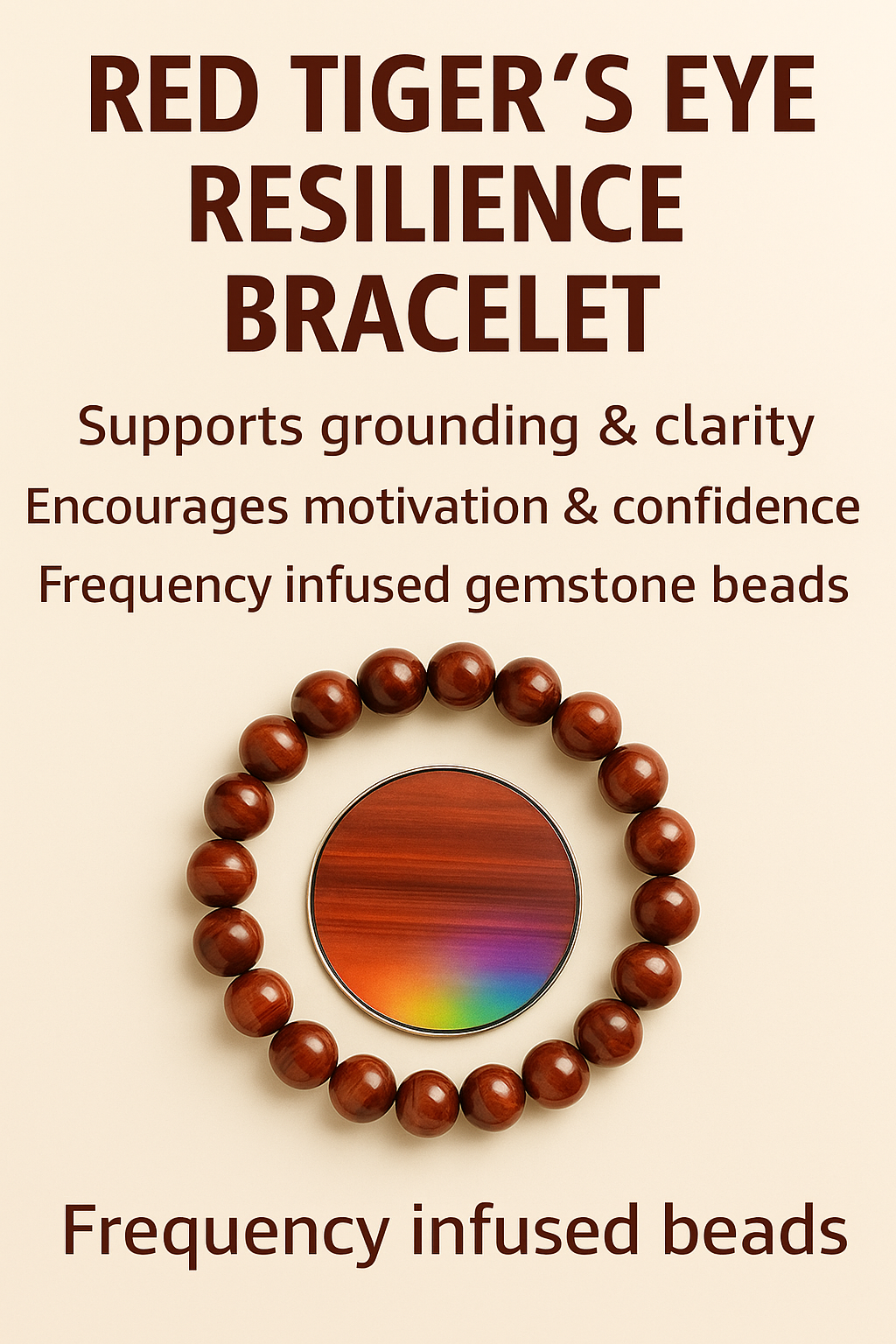 Red Tigers Eye Confidence Imprinted Frequency Beaded Bracelet