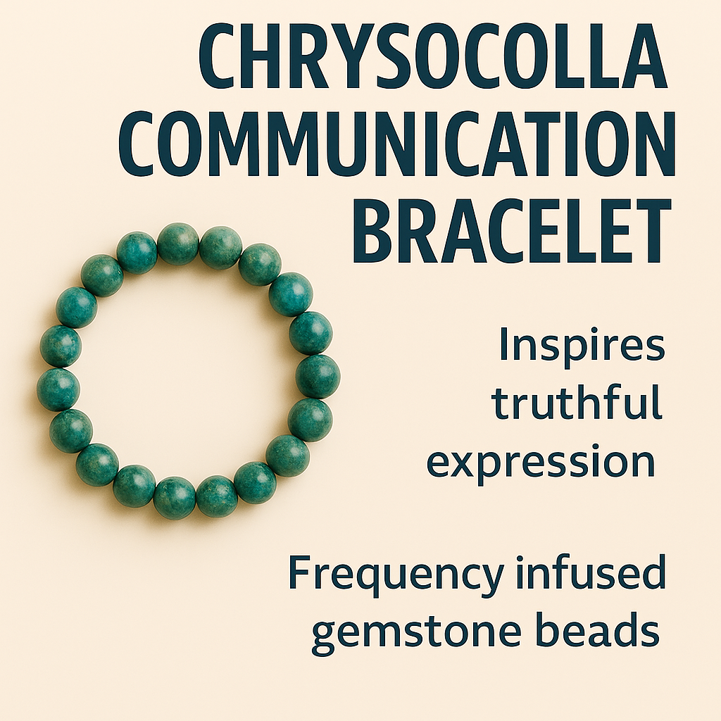 Chrysocolla Communication Imprinted Beaded Braceletinte dFrequency Beaded Bracelet