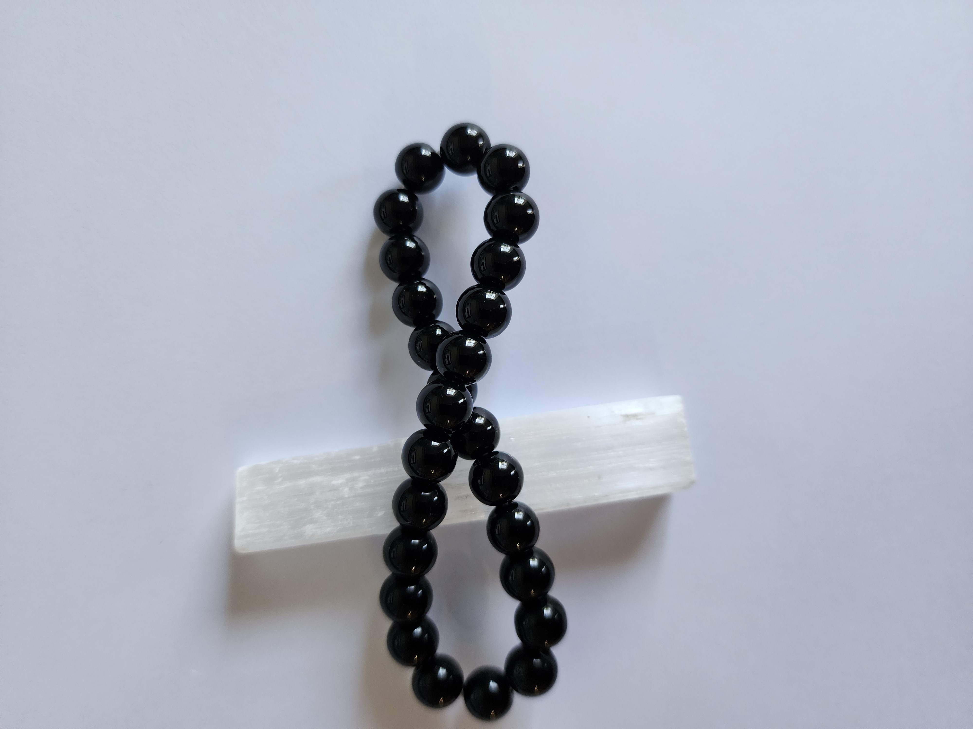 Black Onyx Stress Ease Imprinted Frequency Beaded Bracelet