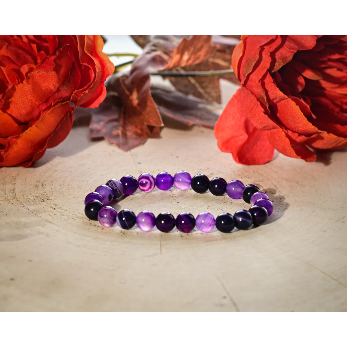 Purple Botswana Agate Energy Imprinted Frequency Beaded Bracelet