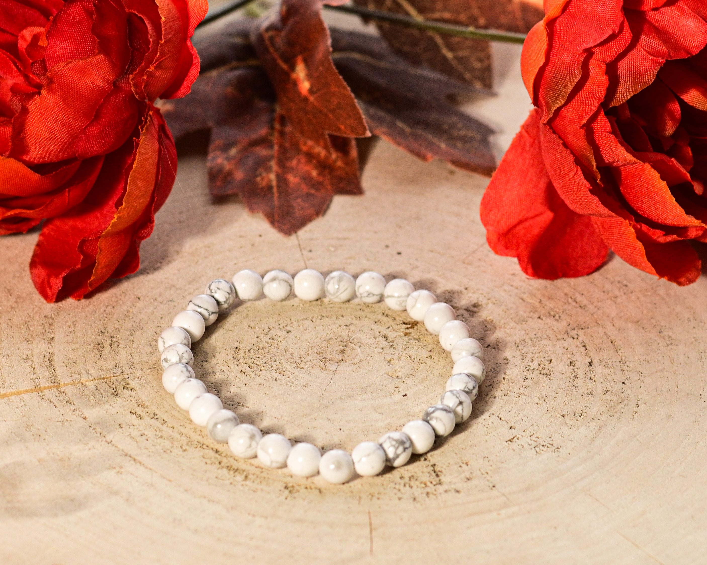 Howlite Sleep Support Frequency Imprinted Beaded Bracelet