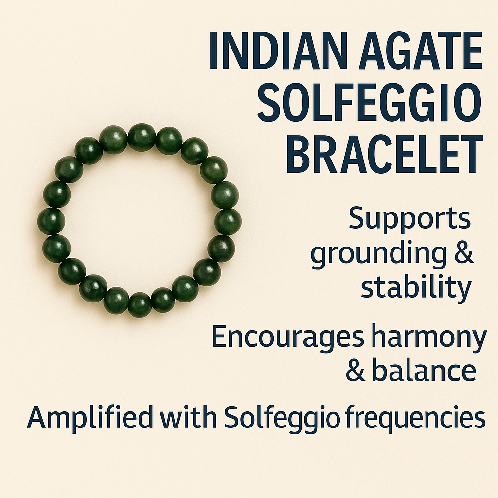 Indian Agate Solfeiggo Imprinted Frequency Beaded Bracelet