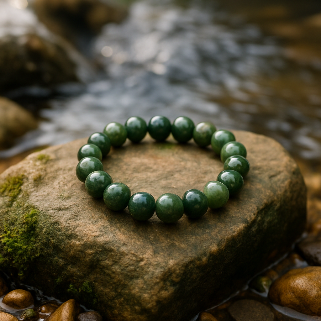 Indian Agate Solfeiggo Imprinted Frequency Beaded Bracelet