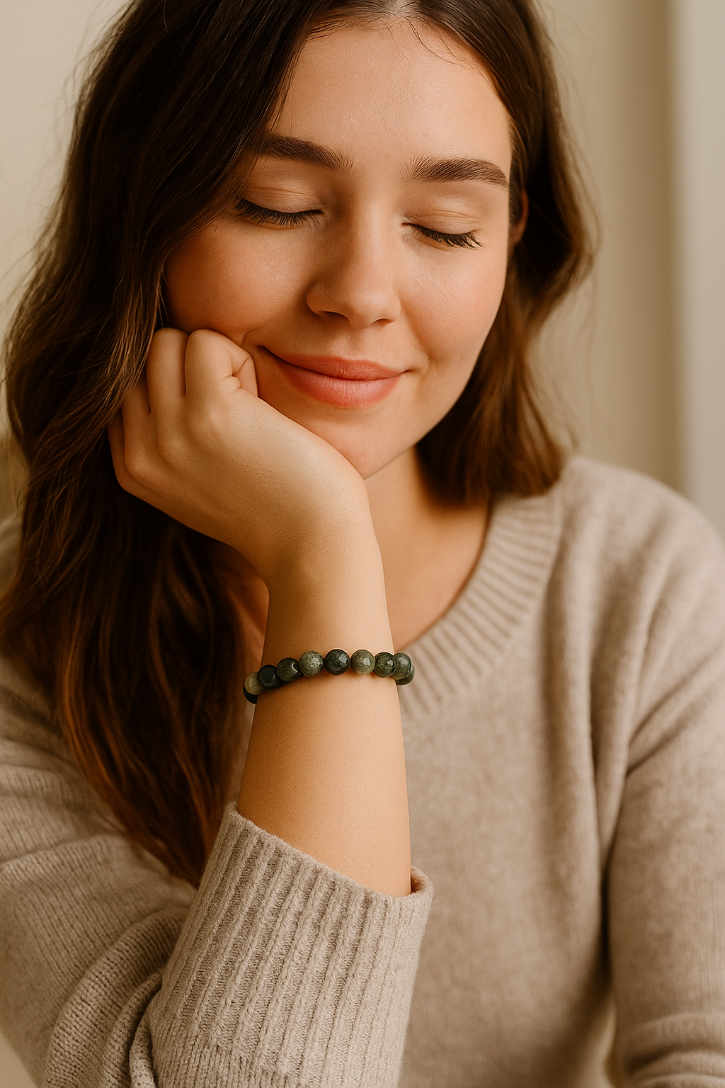 Indian Agate Solfeiggo Imprinted Frequency Beaded Bracelet
