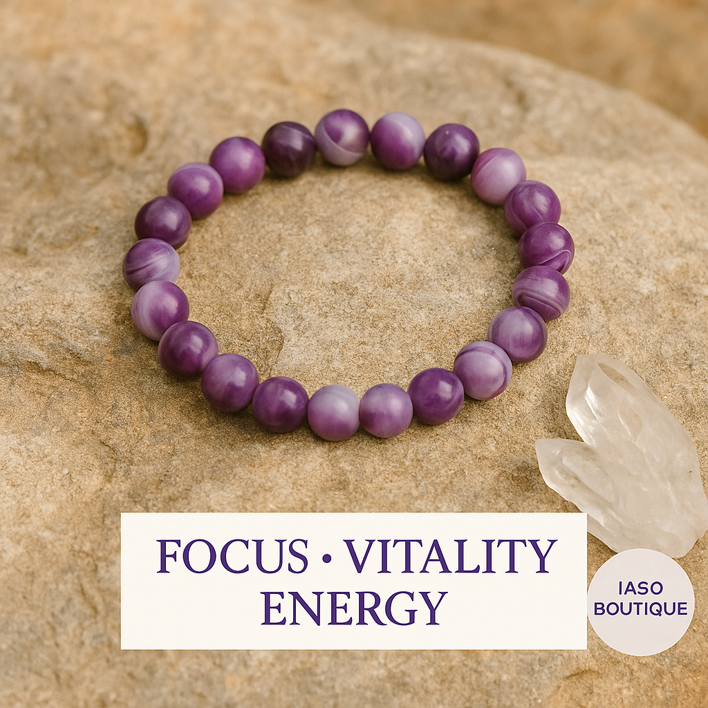 Purple Botswana Agate Energy Imprinted Frequency Beaded Bracelet