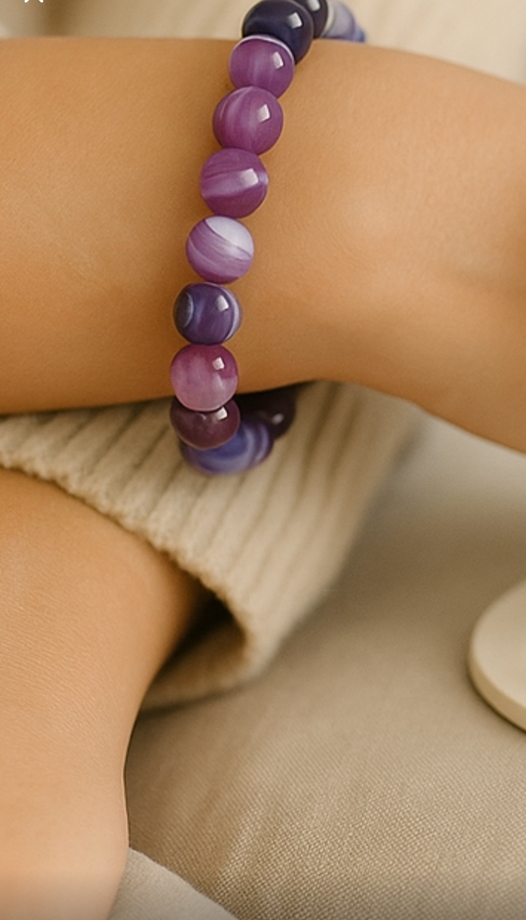 Purple Botswana Agate Energy Imprinted Frequency Beaded Bracelet