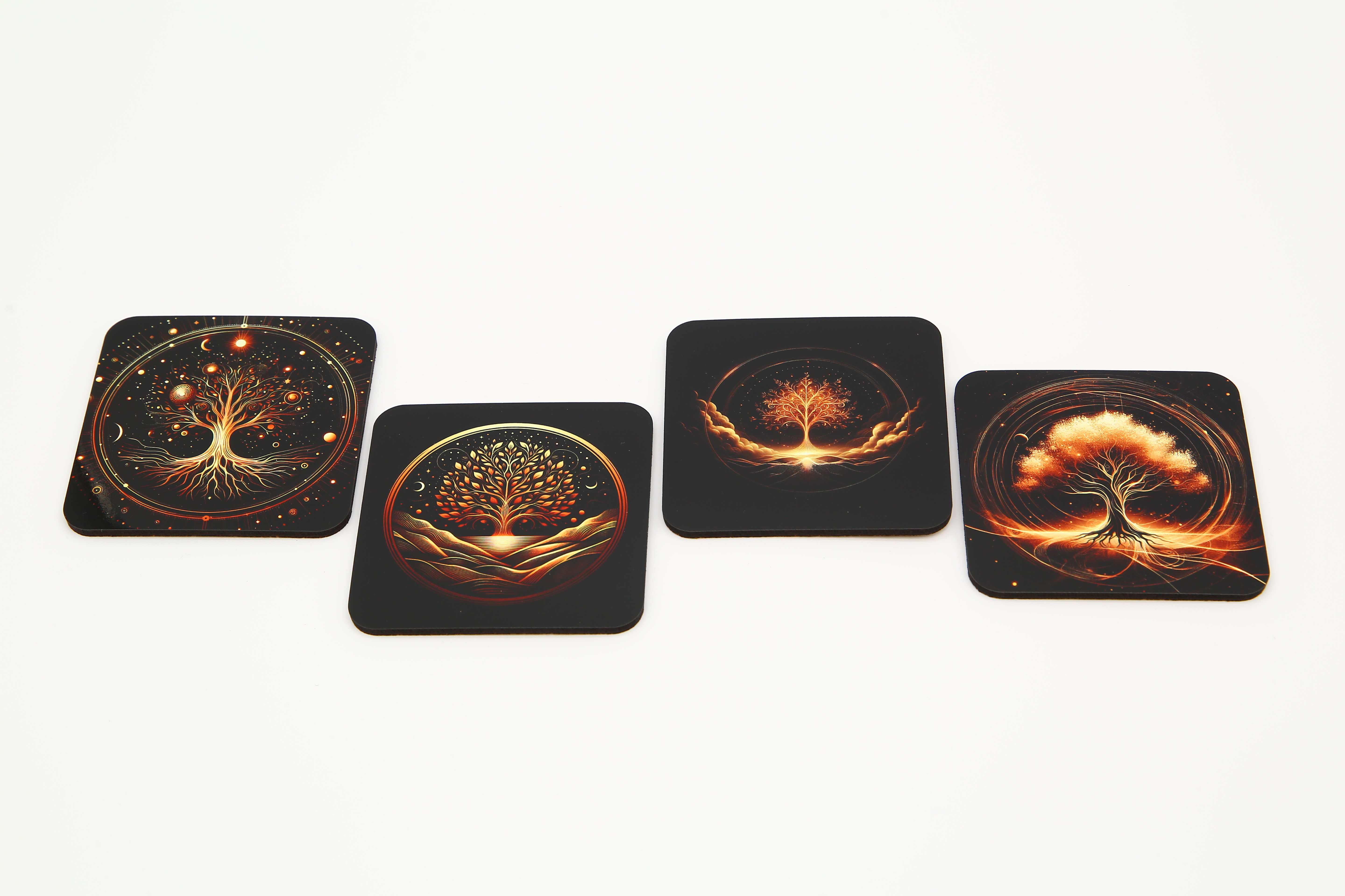 Mystical Golden Tree Coasters - Set of 4