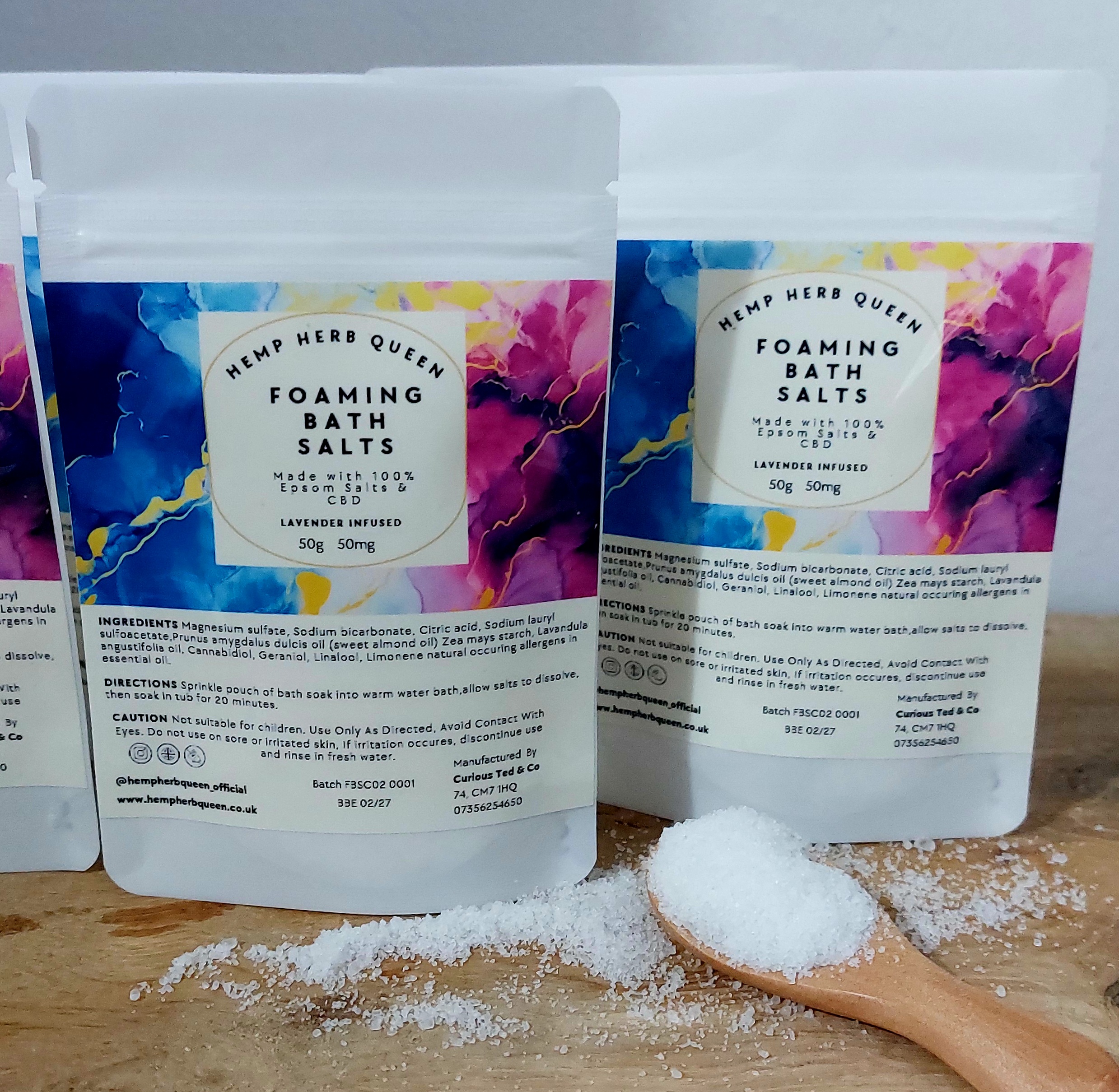 Hemp Herb Queen CBD Infused Foaming Bath Salts - Lavender