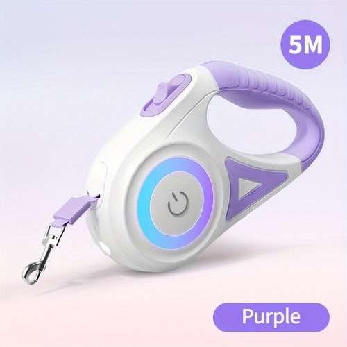 Purple dog retractable lead with Torch