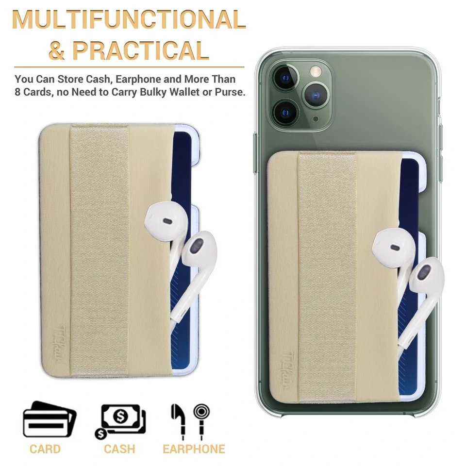 Mobile Cell Phone Card ID Holder Secure Pocket Wallet Sleeve Hand Strap