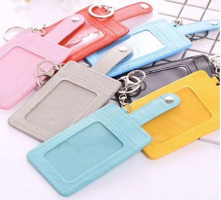 Slim ID Credit Card Holder Minimalist Wallet Case With Key Chain And Ring Clasp